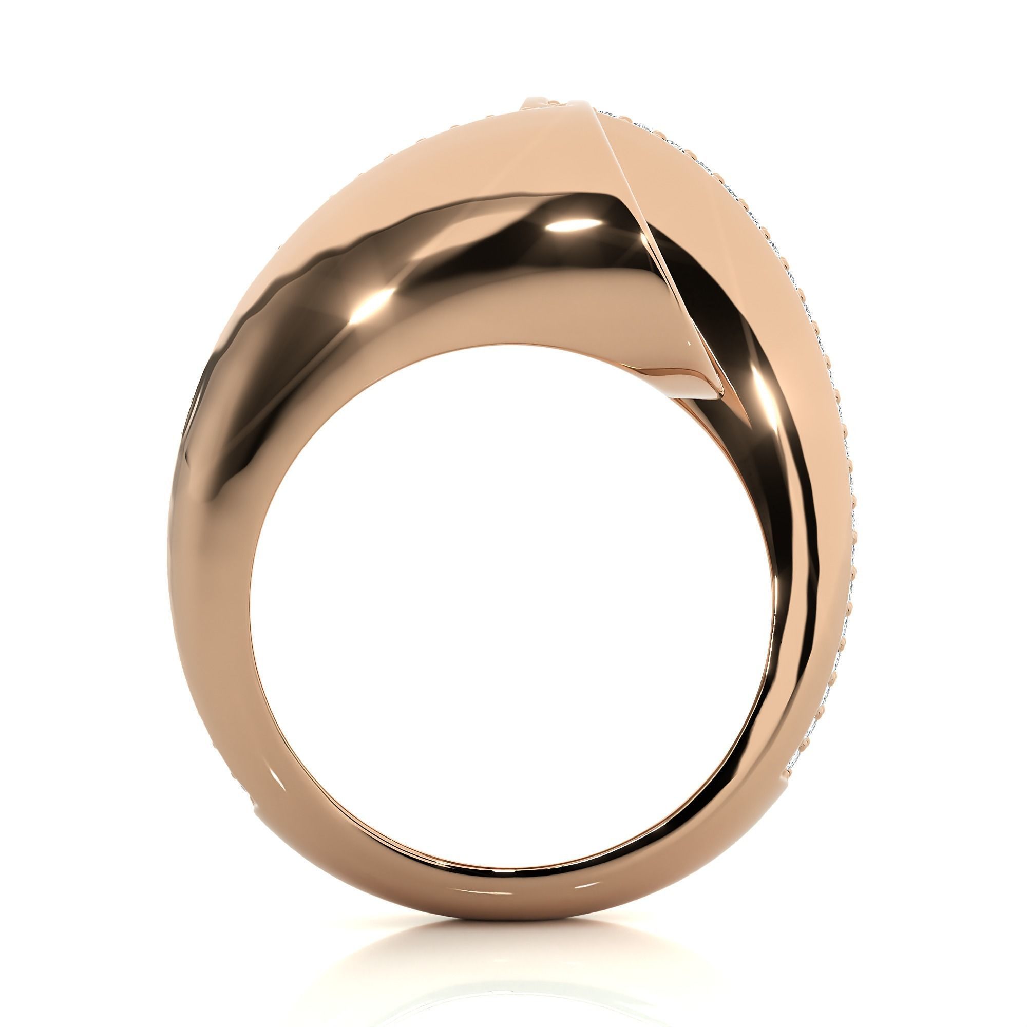 Circle Wire Dual Head Italian Diamond Ring 3D print model_6