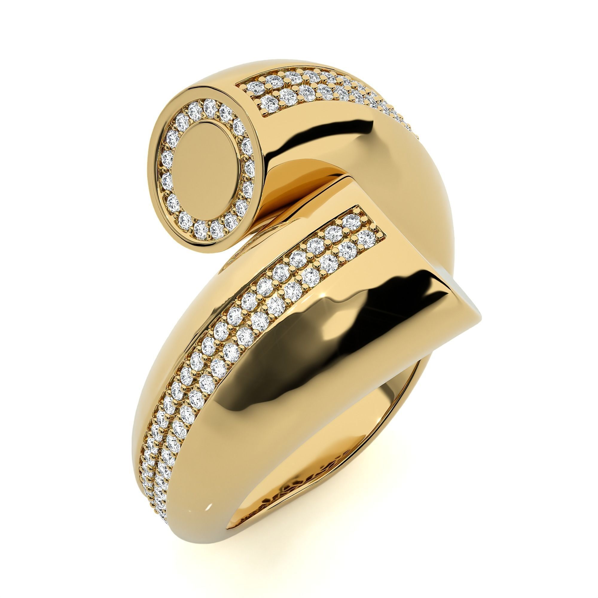 Circle Wire Dual Head Italian Diamond Ring 3D print model_1