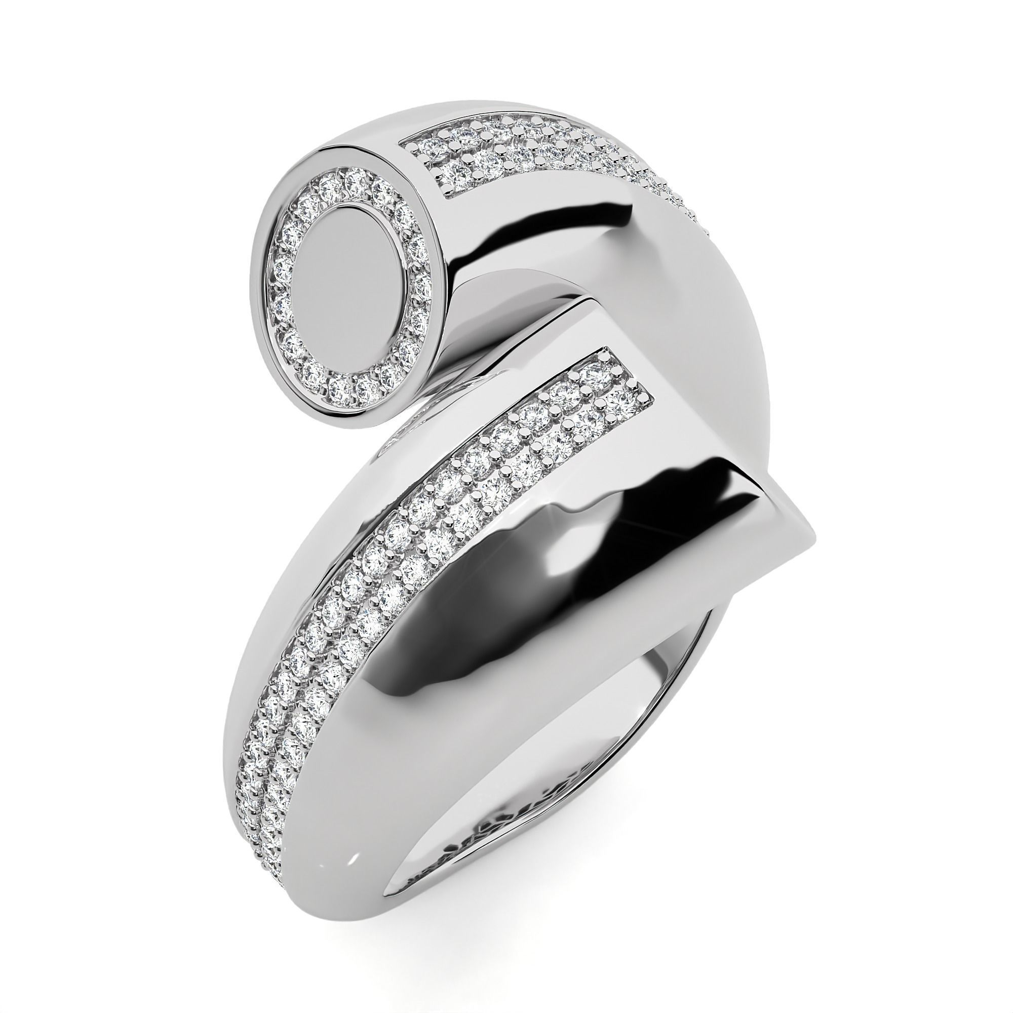 Circle Wire Dual Head Italian Diamond Ring 3D print model_2