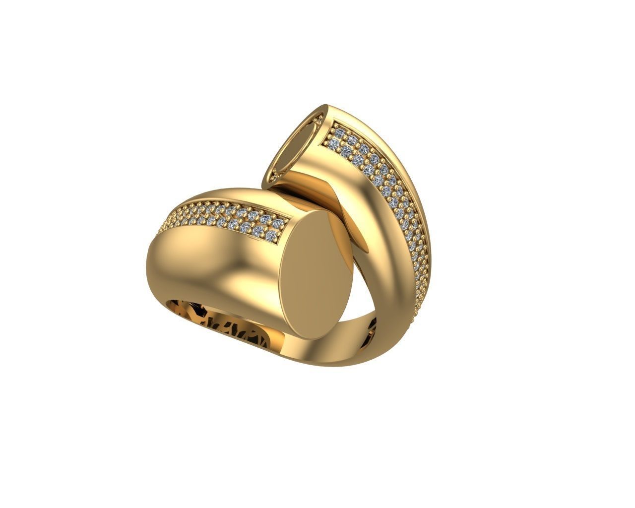 Circle Wire Dual Head Italian Diamond Ring 3D print model_4
