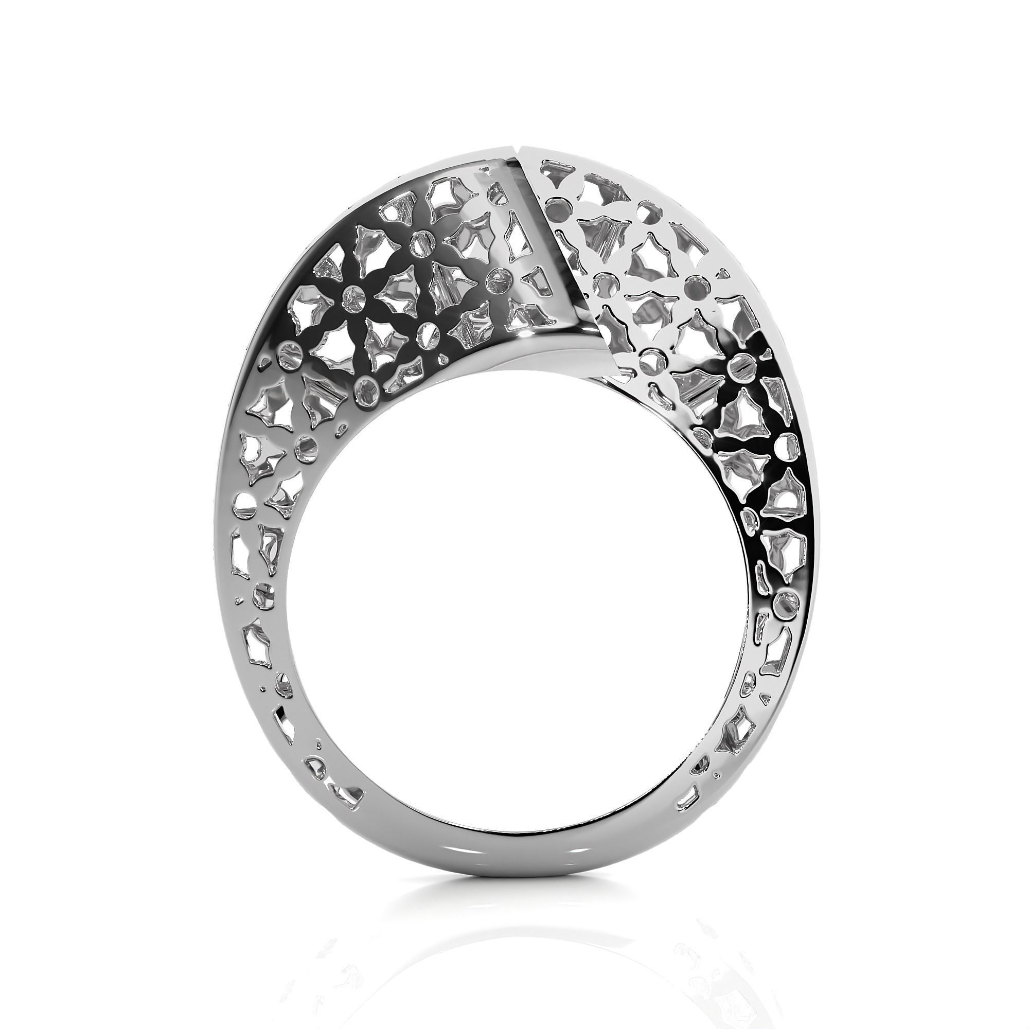 Dual Head Flower Mesh Curved Italian Diamond Ring 3D print model_9