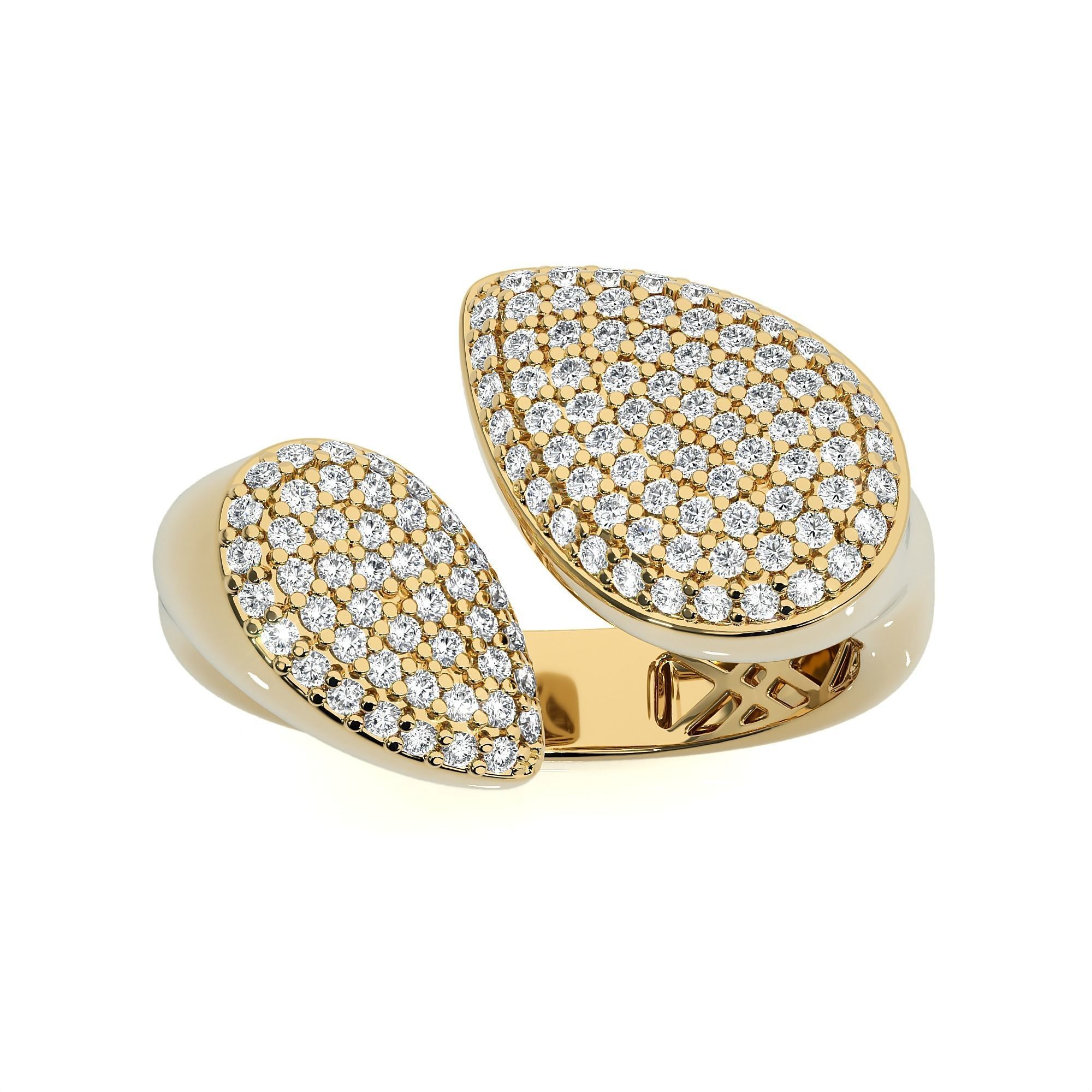 Pear Diamond Head Dual Head Italian Diamond Ring 3D print model_11