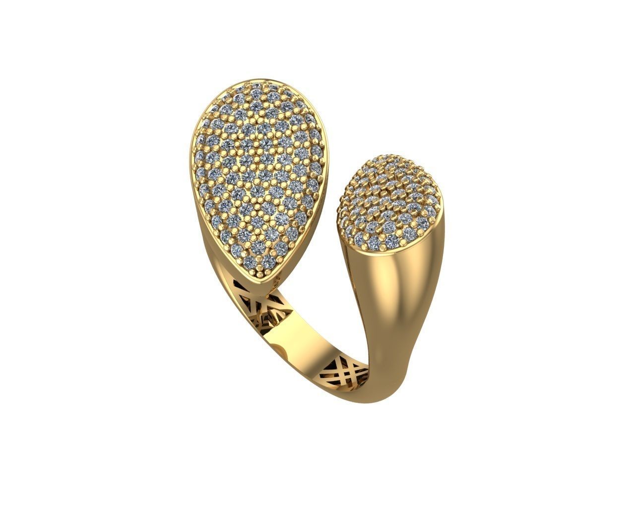 Pear Diamond Head Dual Head Italian Diamond Ring 3D print model_4