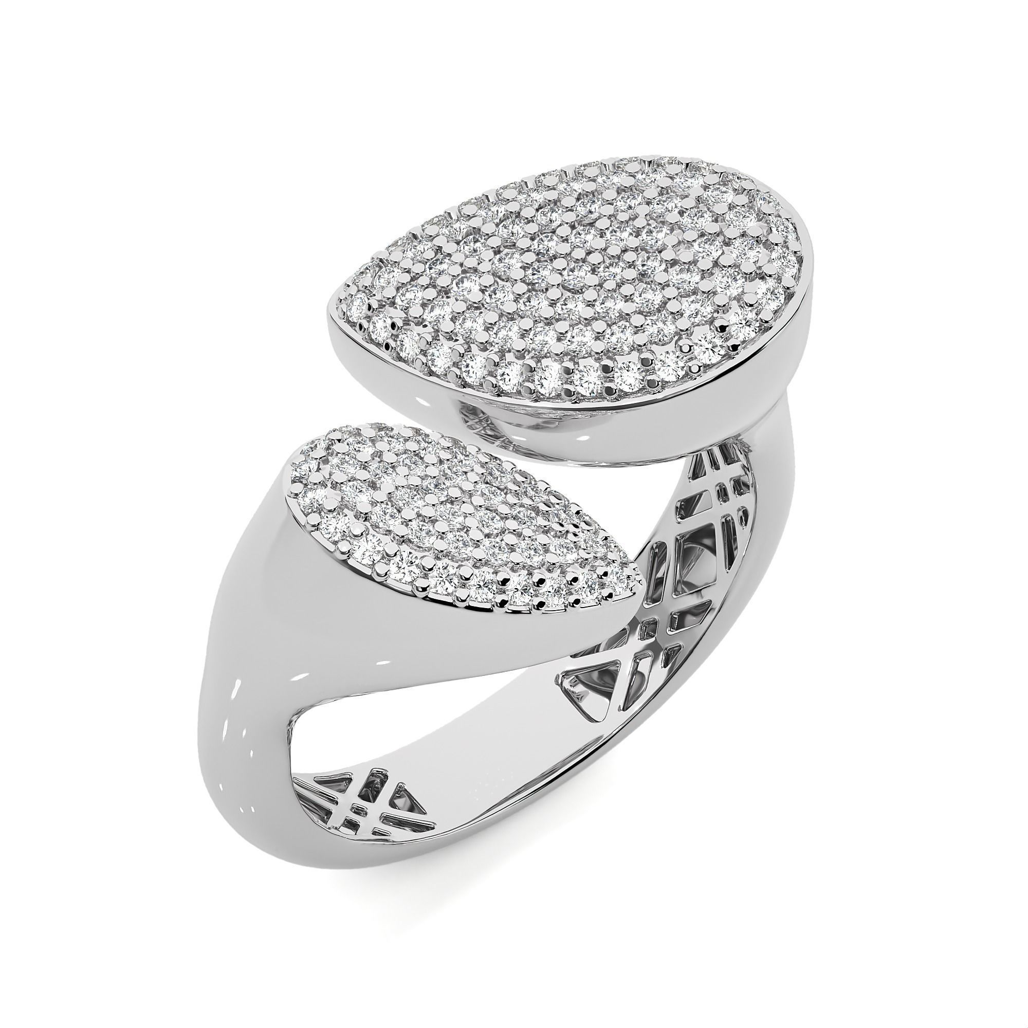 Pear Diamond Head Dual Head Italian Diamond Ring 3D print model_2