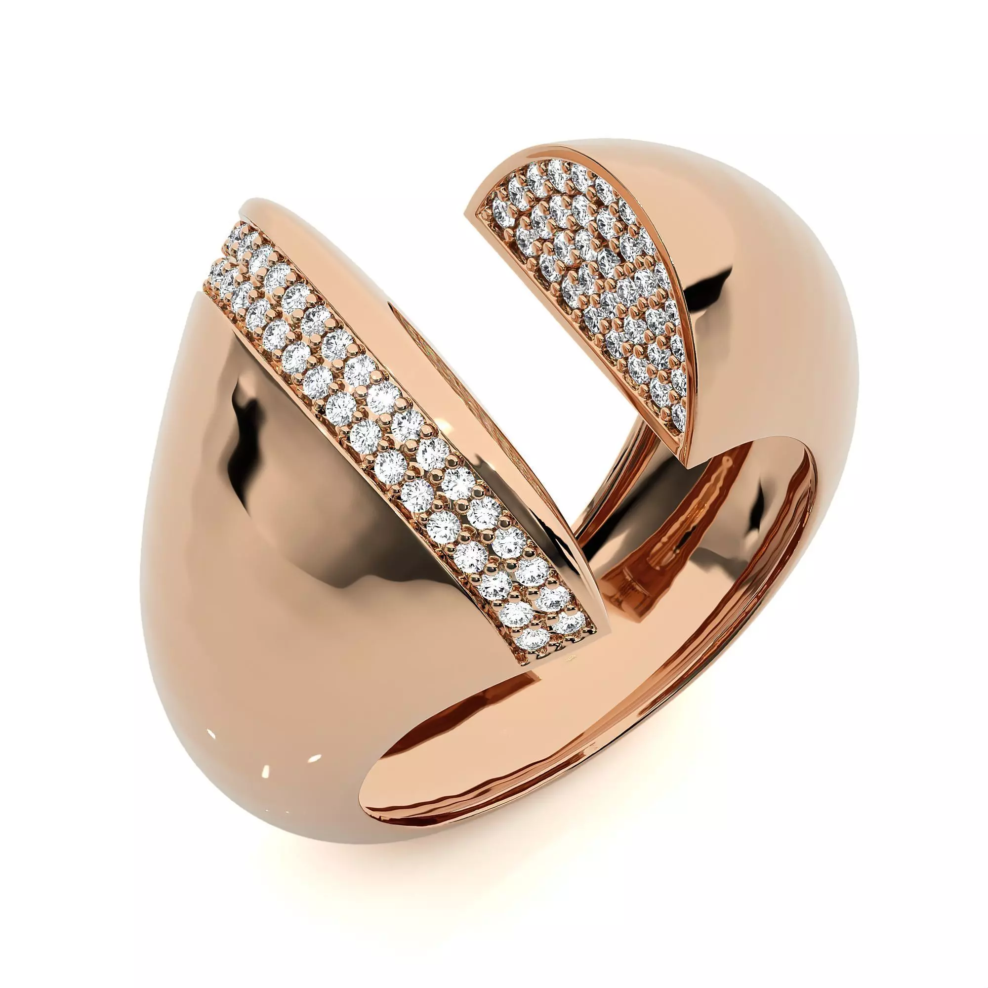 Dual Head Italian Diamond Ring 3D print model_0