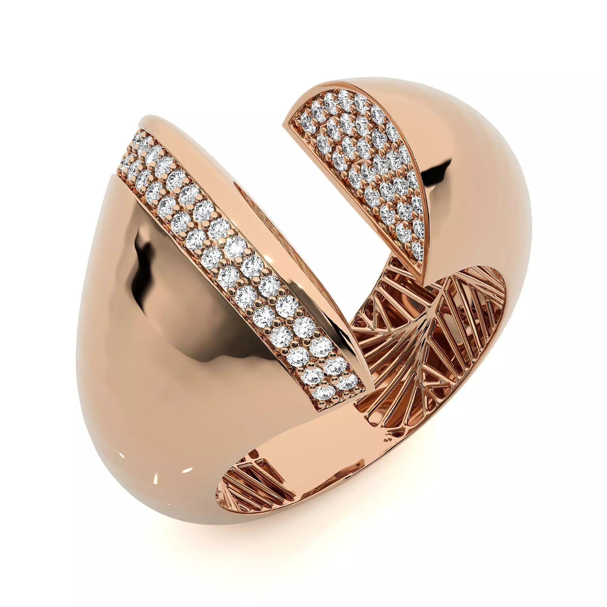 Dual Head Italian Diamond Ring 3D print model_0