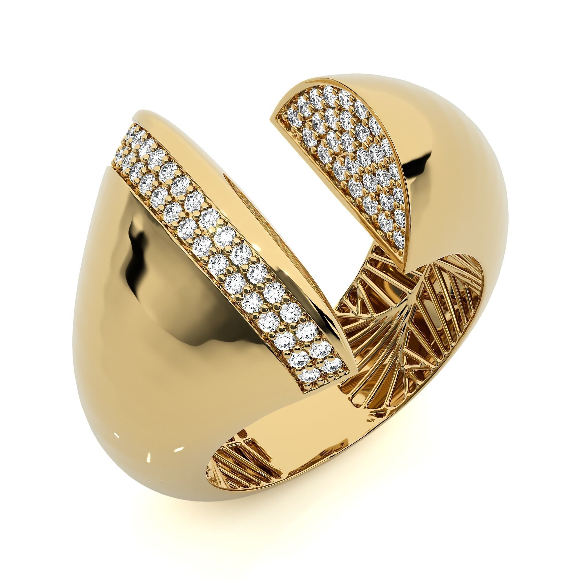 Dual Head Italian Diamond Ring 3D print model_1