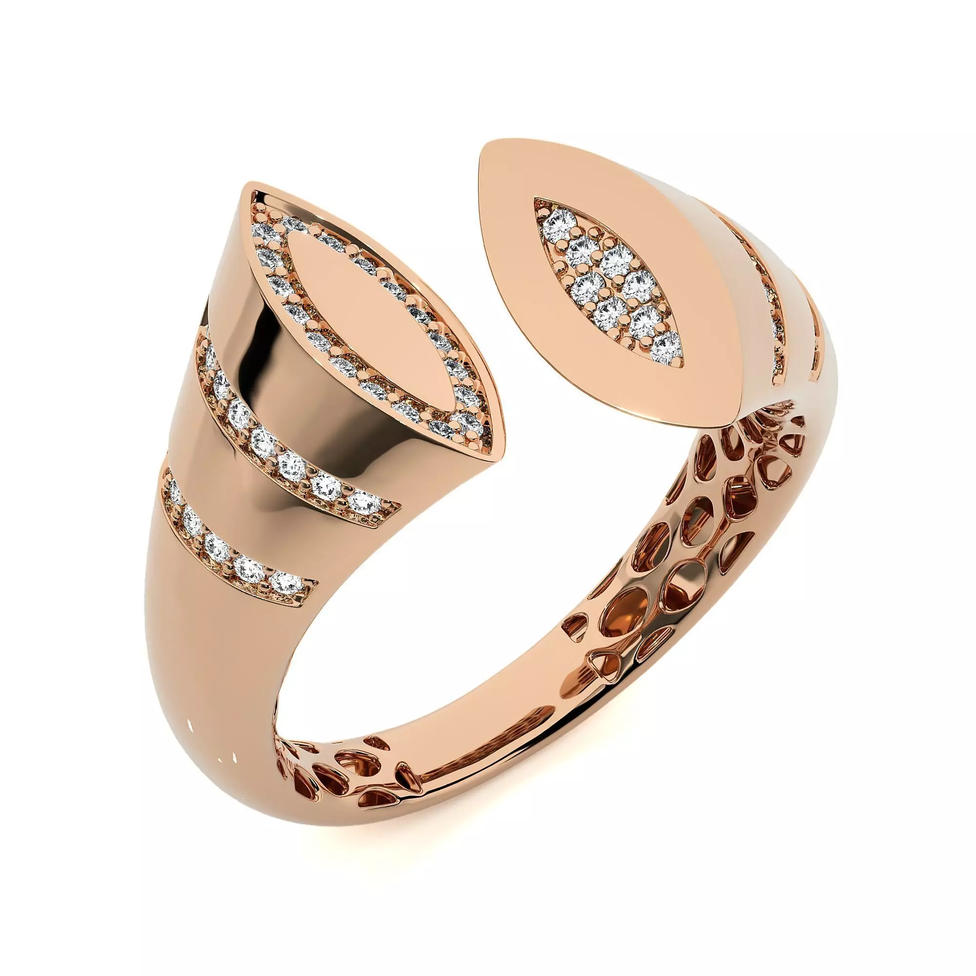 Dual Head Italian Diamond Ring 3D print model_0