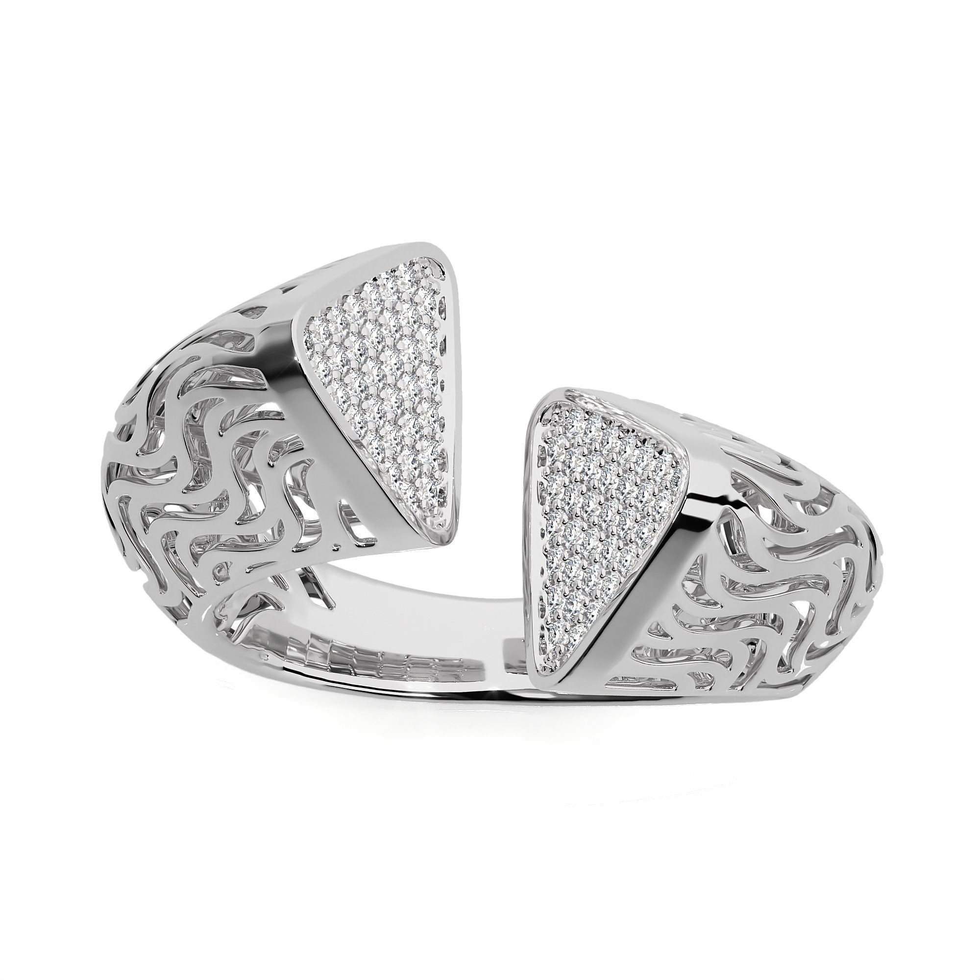 Triangular Wave Mesh Dual Head Italian Diamond Ring 3D print model_7