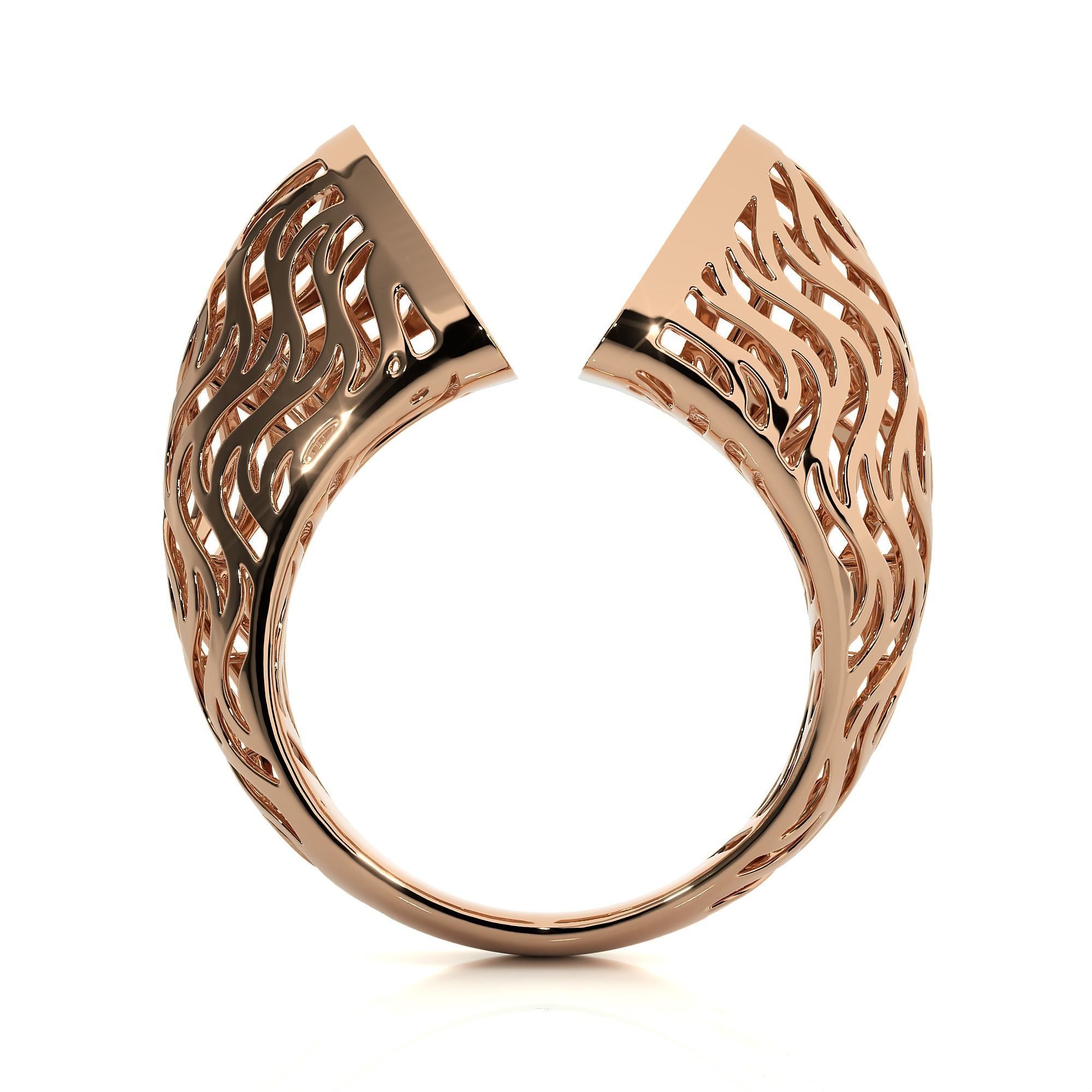 Triangular Wave Mesh Dual Head Italian Diamond Ring 3D print model_5