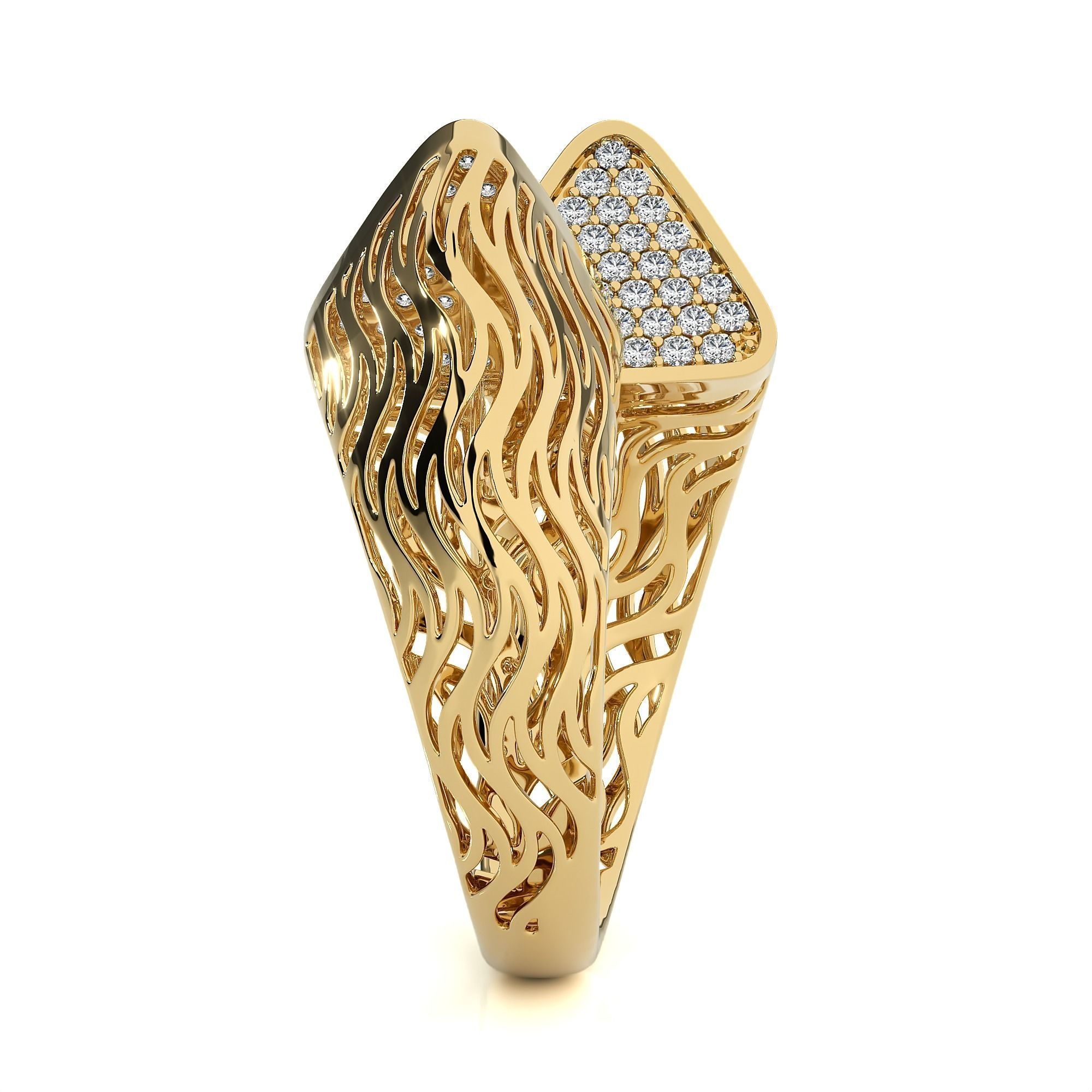 Triangular Wave Mesh Dual Head Italian Diamond Ring 3D print model_12