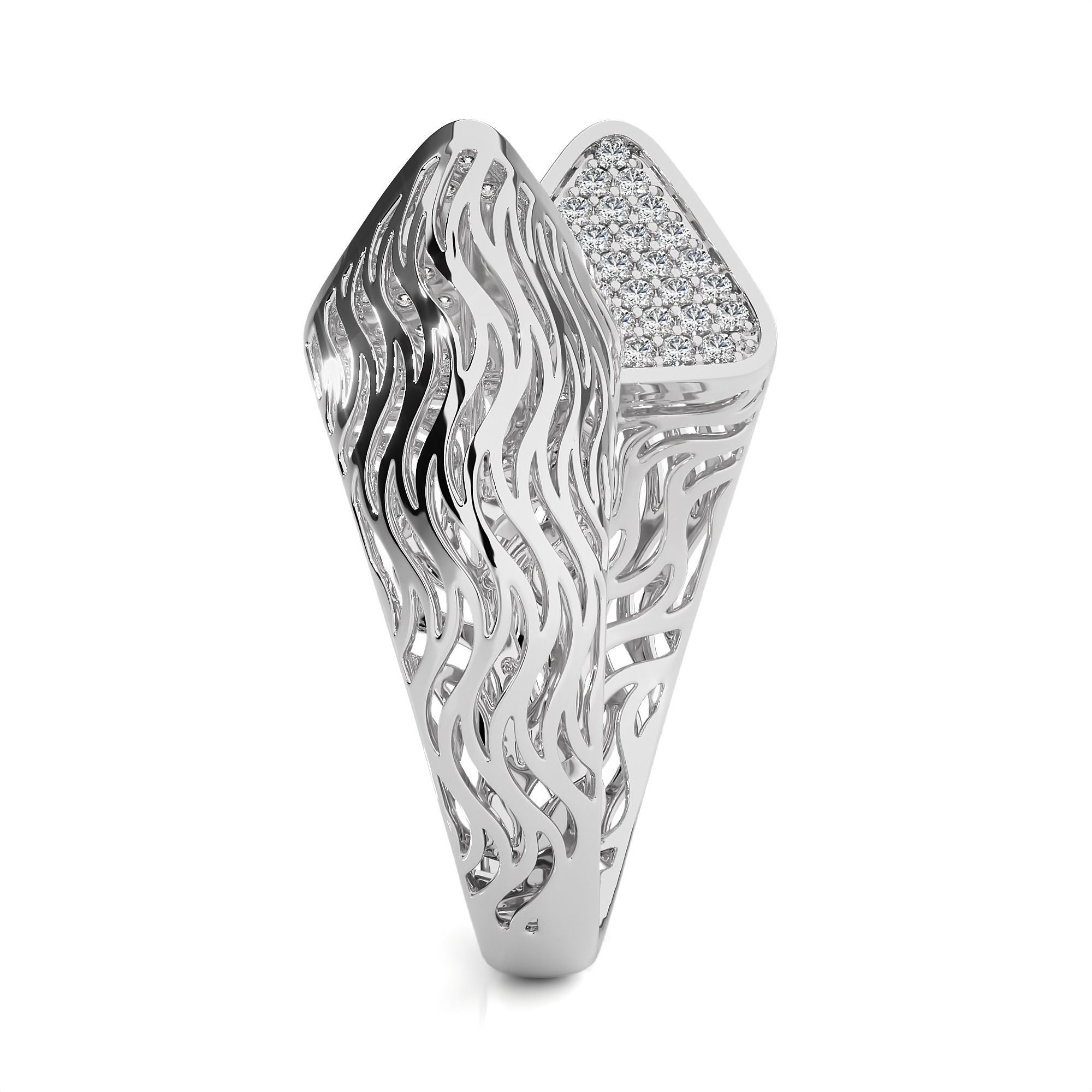Triangular Wave Mesh Dual Head Italian Diamond Ring 3D print model_9