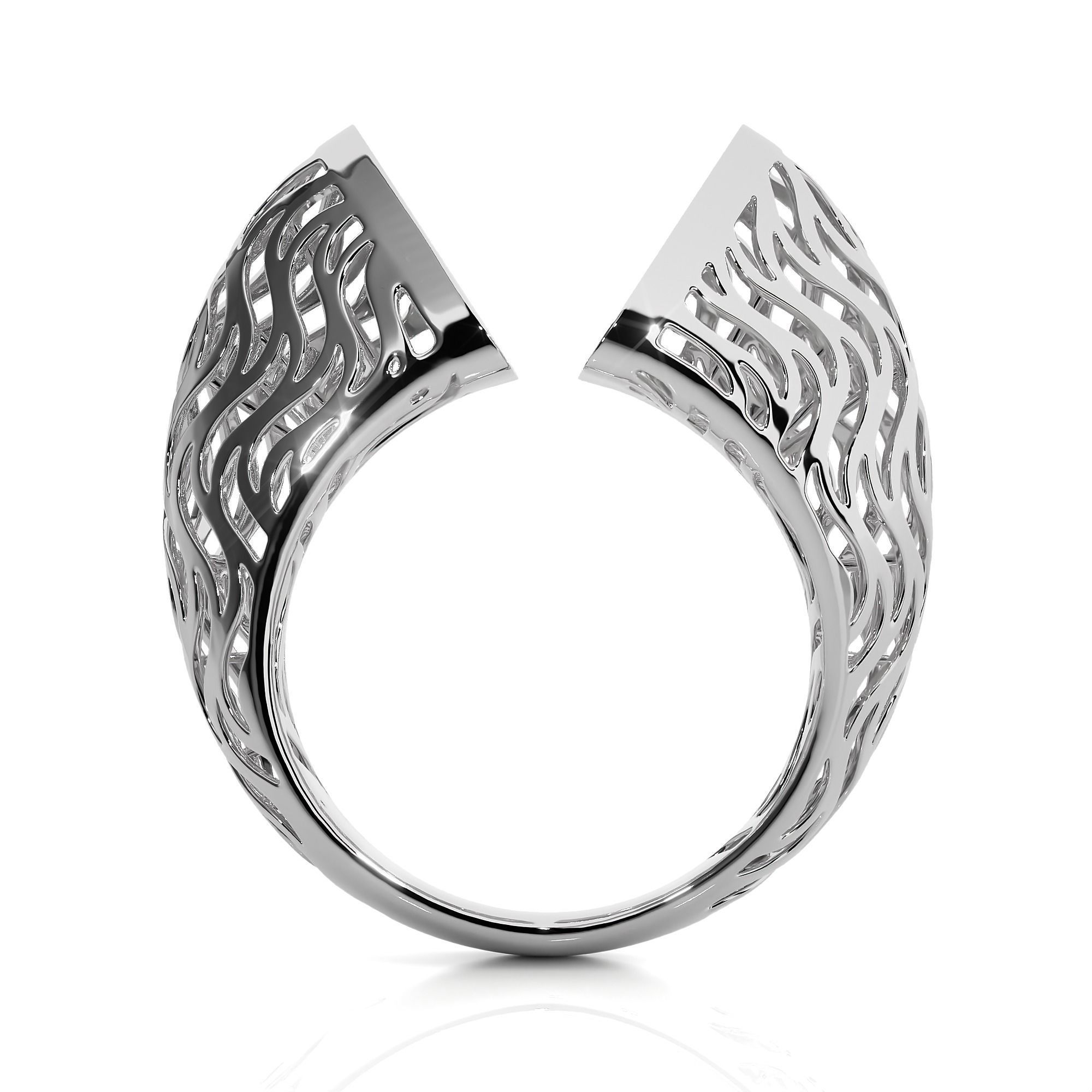 Triangular Wave Mesh Dual Head Italian Diamond Ring 3D print model_8