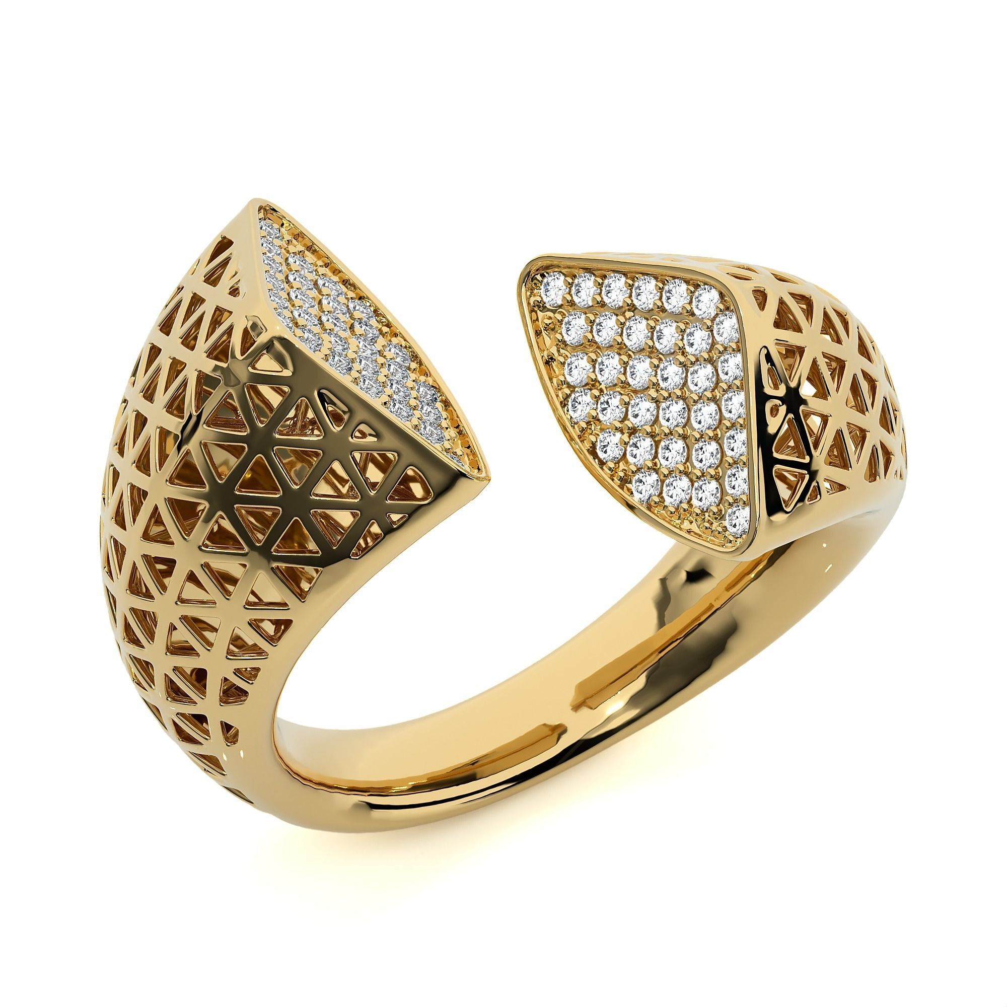 Dual Head Italian Diamond Ring 3D print model_1