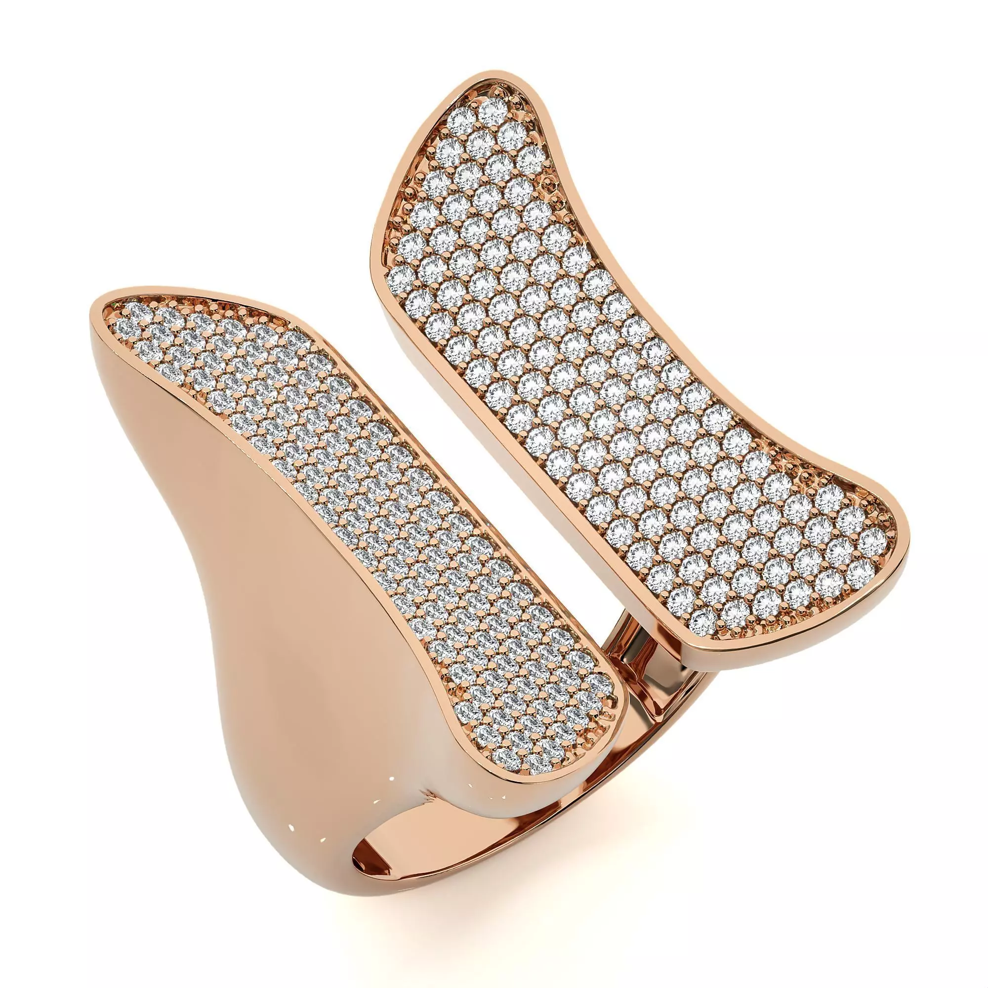 Butterfly Wings Dual Head Italian Diamond Ring 3D print model_0