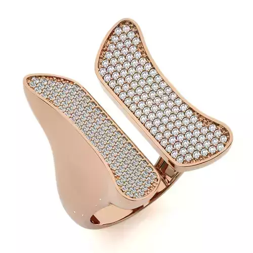 Butterfly Wings Dual Head Italian Diamond Ring 3D print model