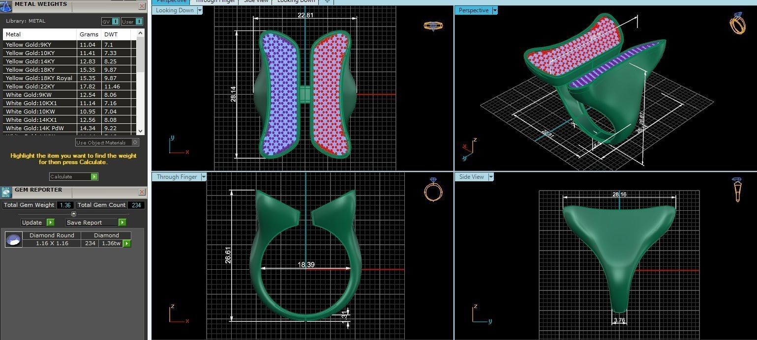 Butterfly Wings Dual Head Italian Diamond Ring 3D print model_3