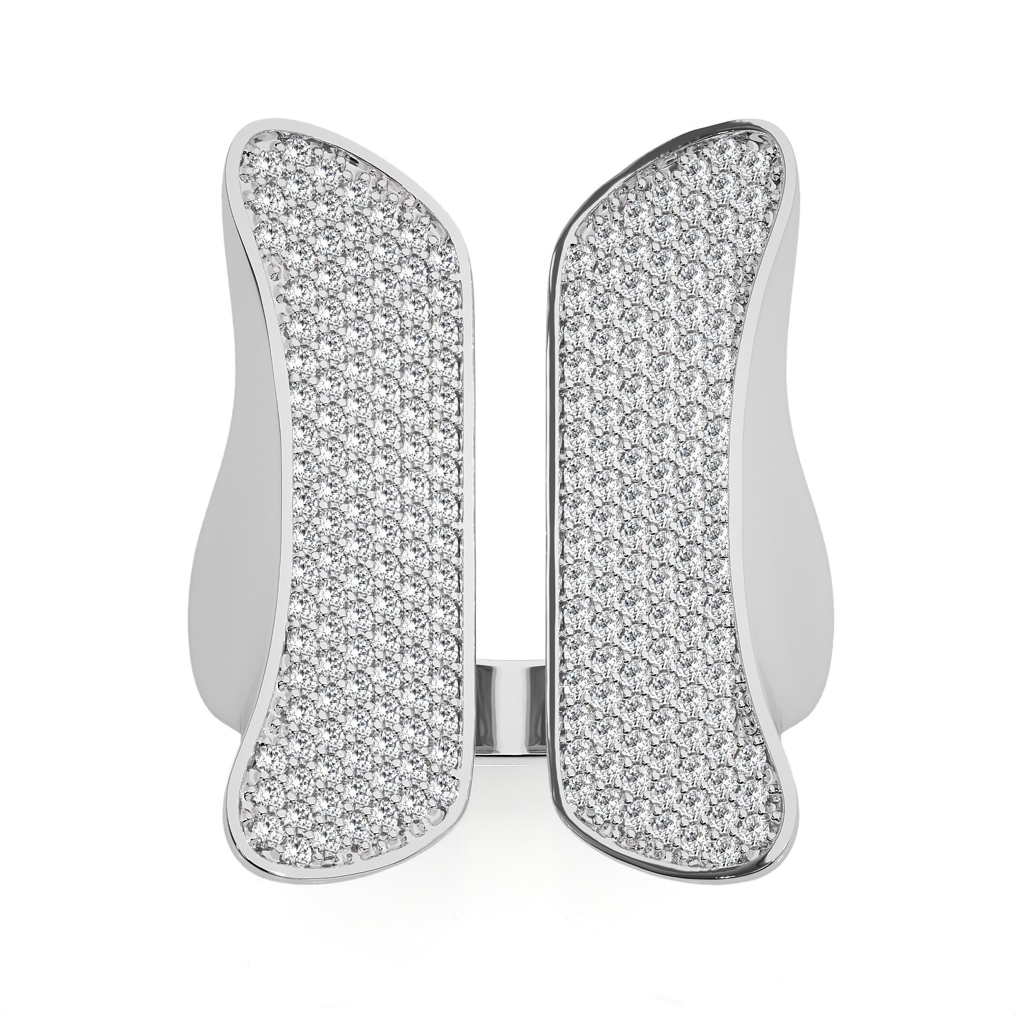 Butterfly Wings Dual Head Italian Diamond Ring 3D print model_9
