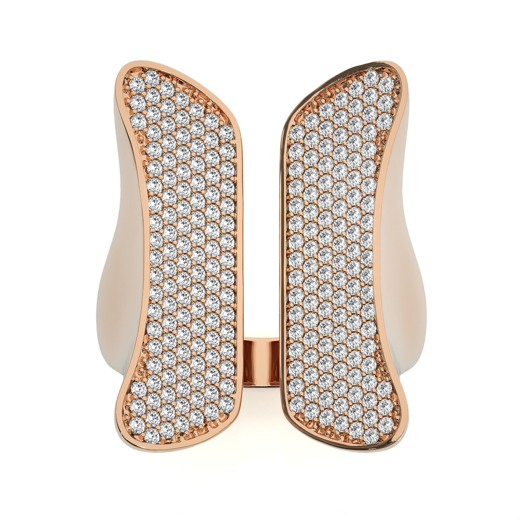 Butterfly Wings Dual Head Italian Diamond Ring 3D print model_4