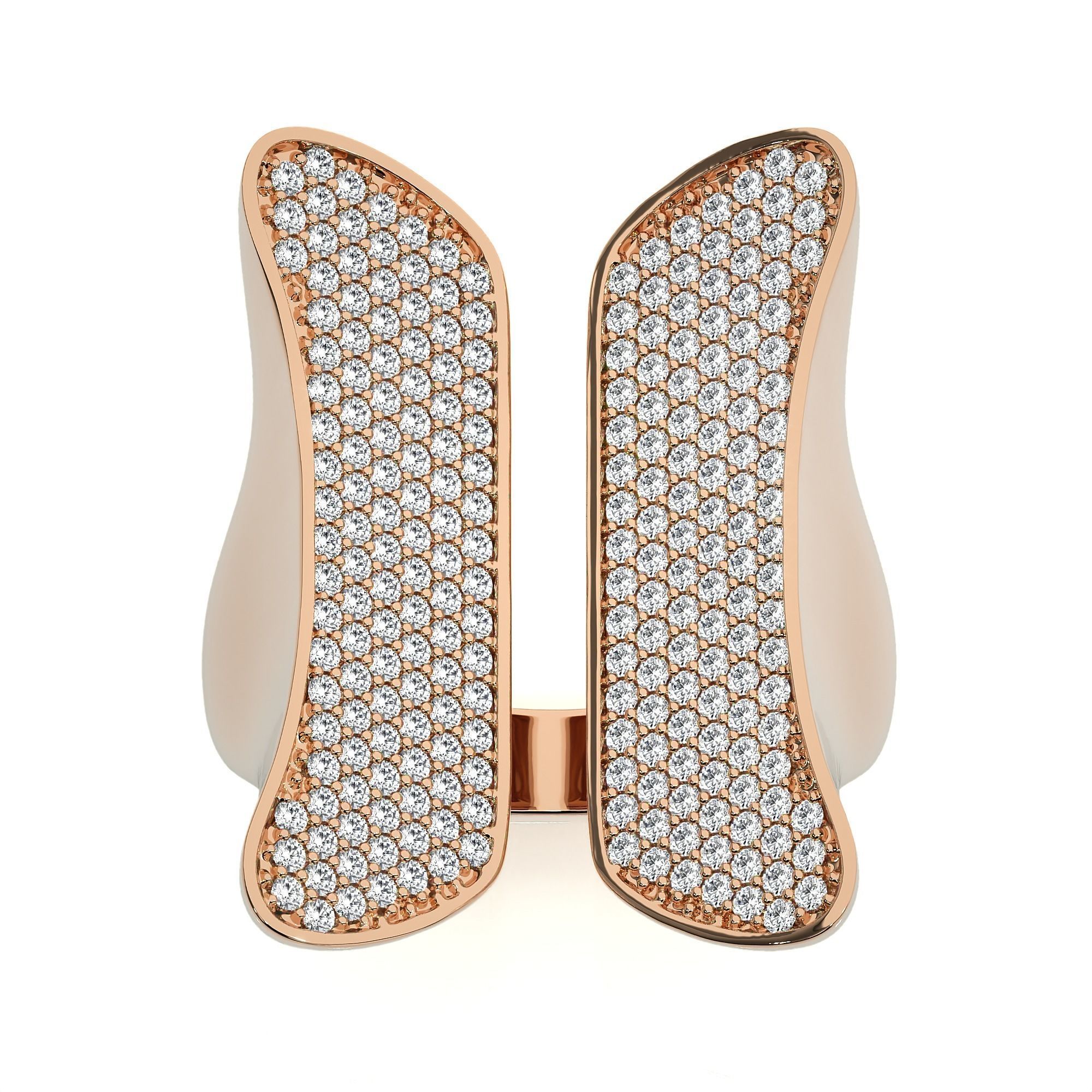 Butterfly Wings Dual Head Italian Diamond Ring 3D print model_5
