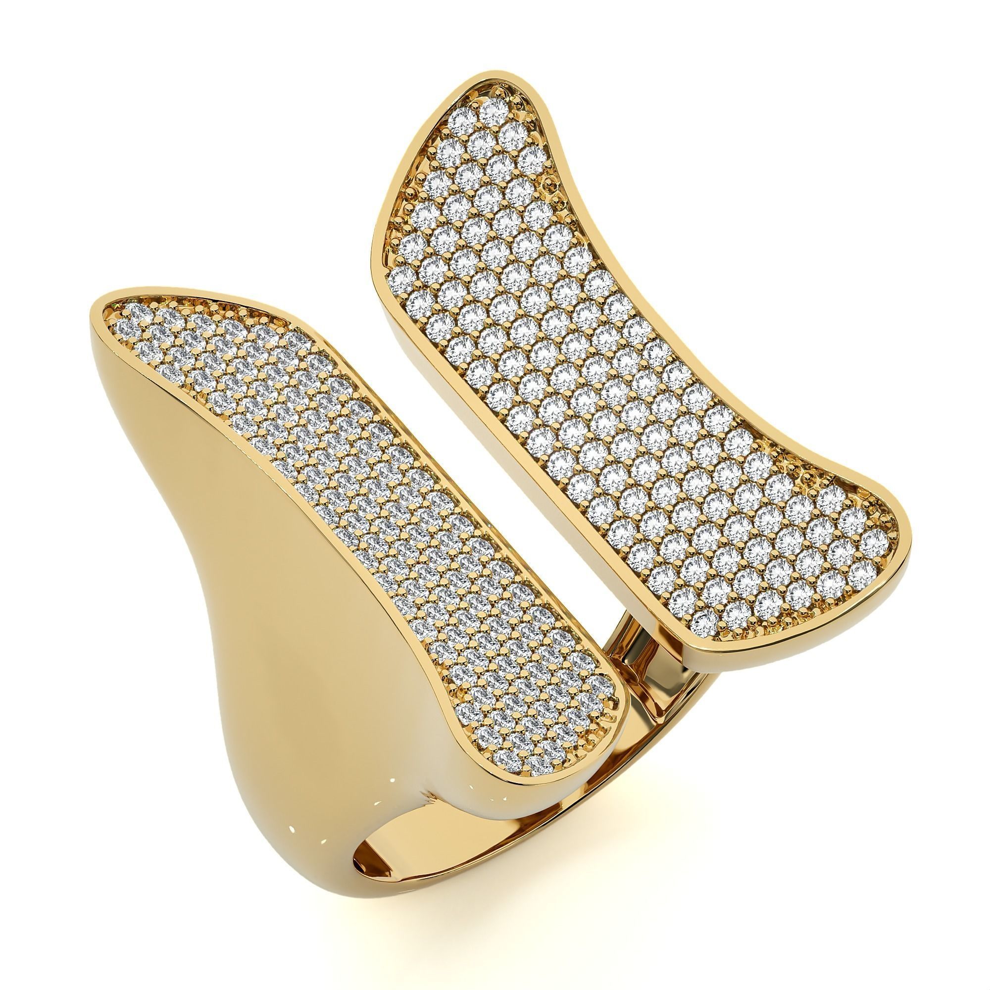 Butterfly Wings Dual Head Italian Diamond Ring 3D print model_1