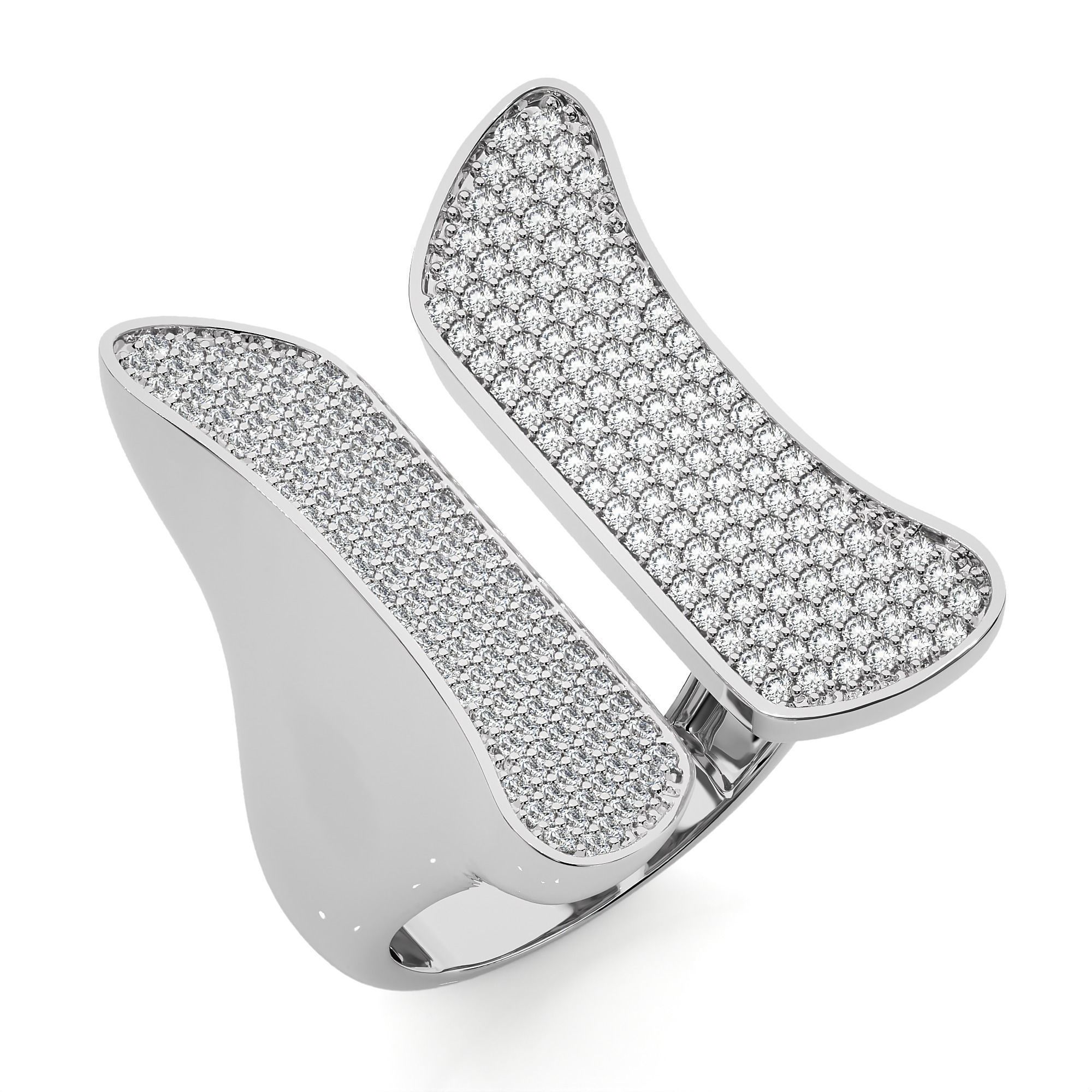 Butterfly Wings Dual Head Italian Diamond Ring 3D print model_2