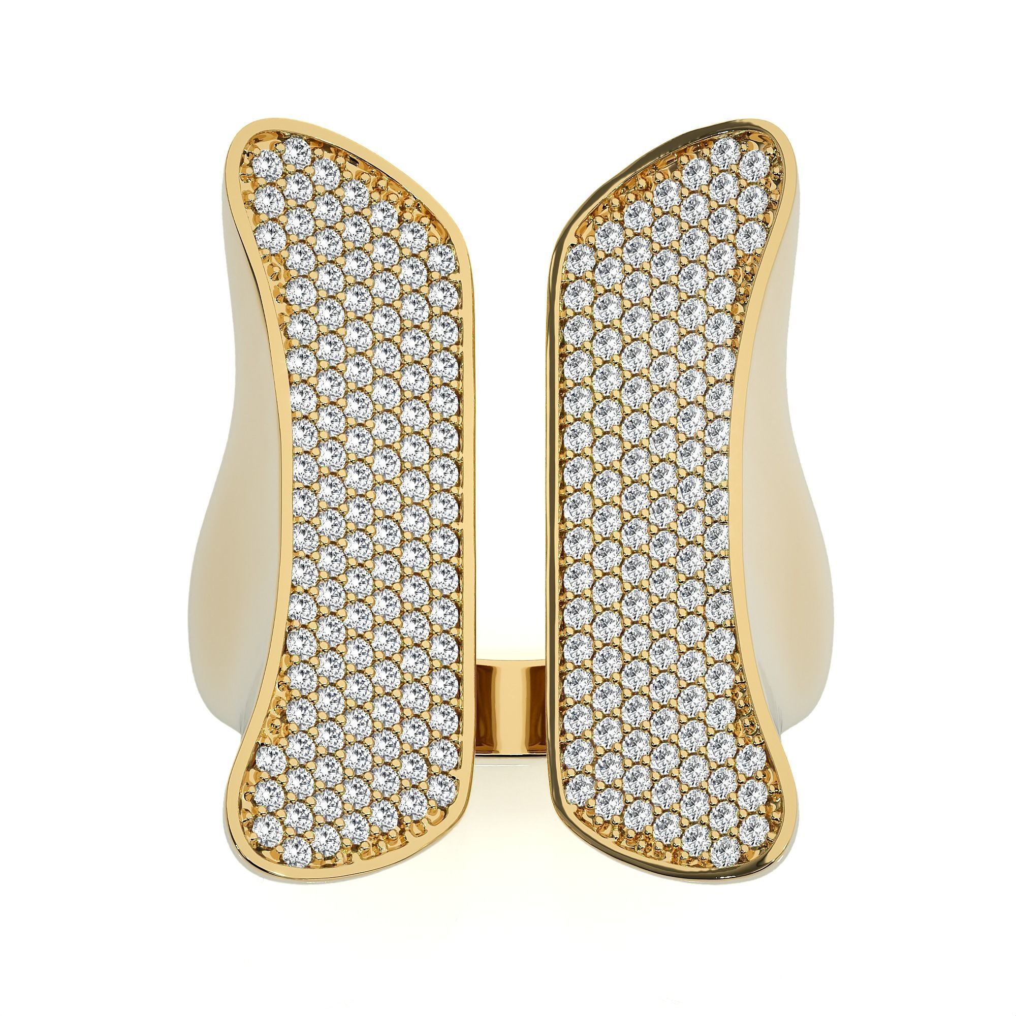 Butterfly Wings Dual Head Italian Diamond Ring 3D print model_12