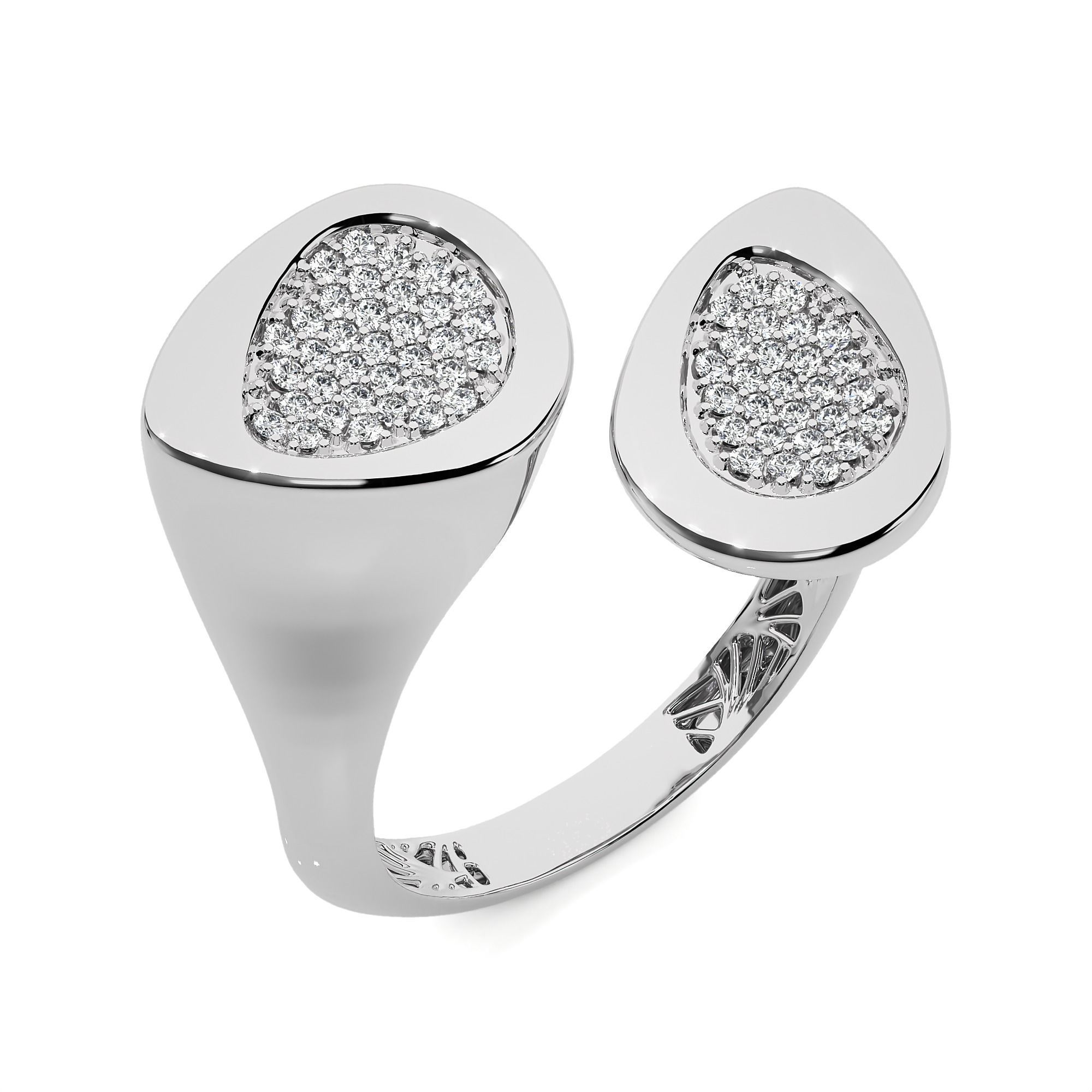 Dual Flower Bud Head Italian Diamond Ring 3D print model_2