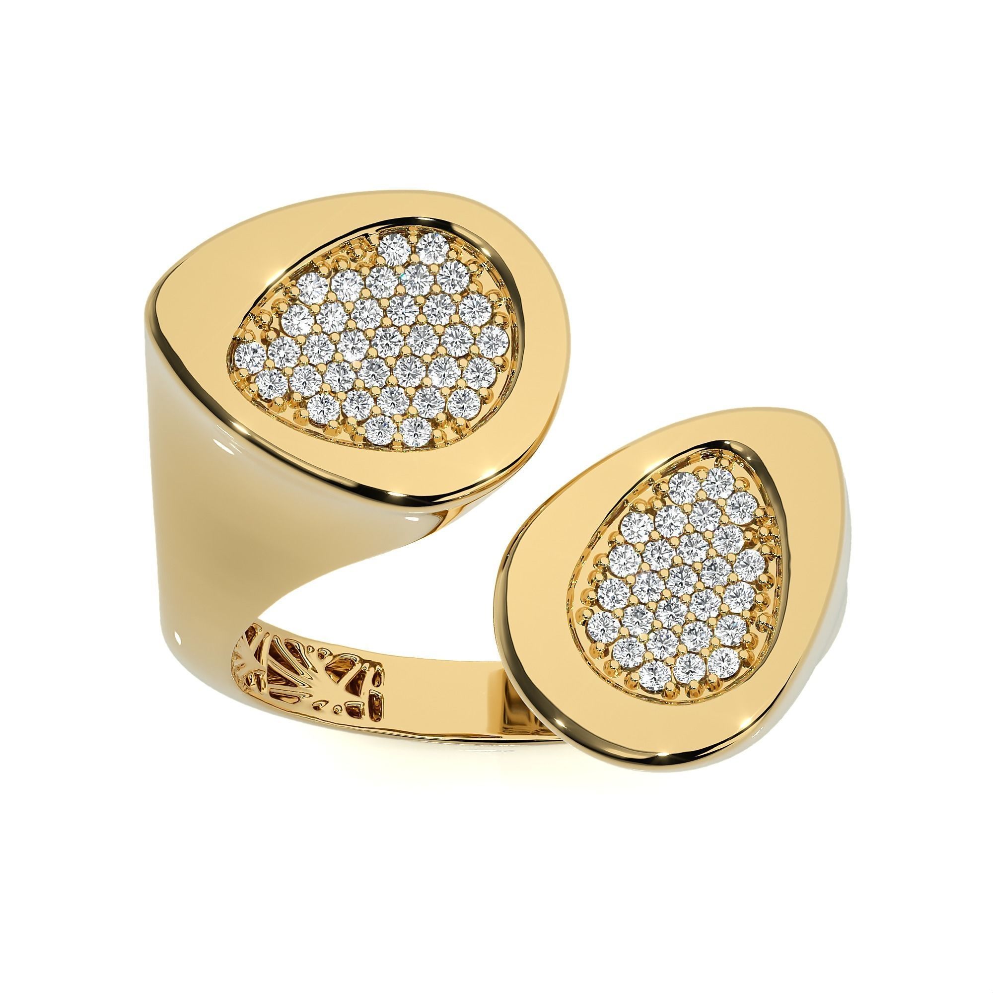 Dual Flower Bud Head Italian Diamond Ring 3D print model_11