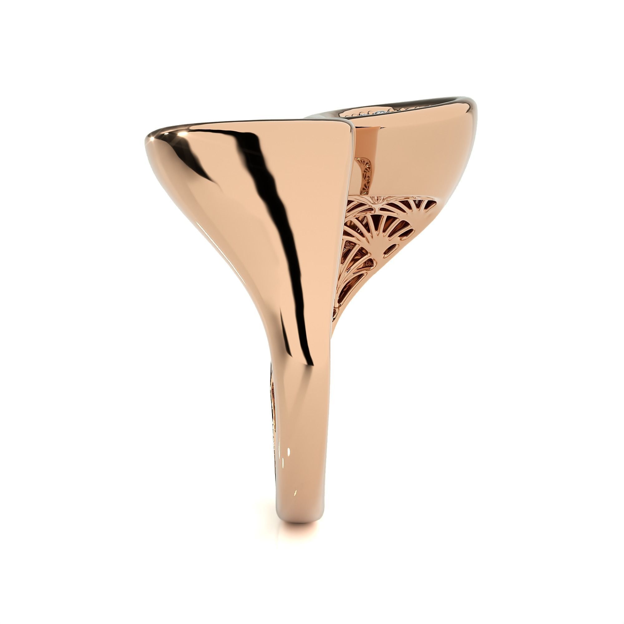 Dual Flower Bud Head Italian Diamond Ring 3D print model_7