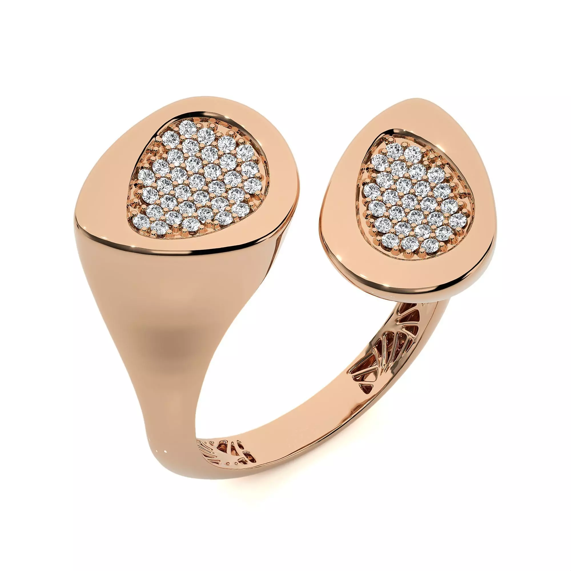 Dual Flower Bud Head Italian Diamond Ring 3D print model_0