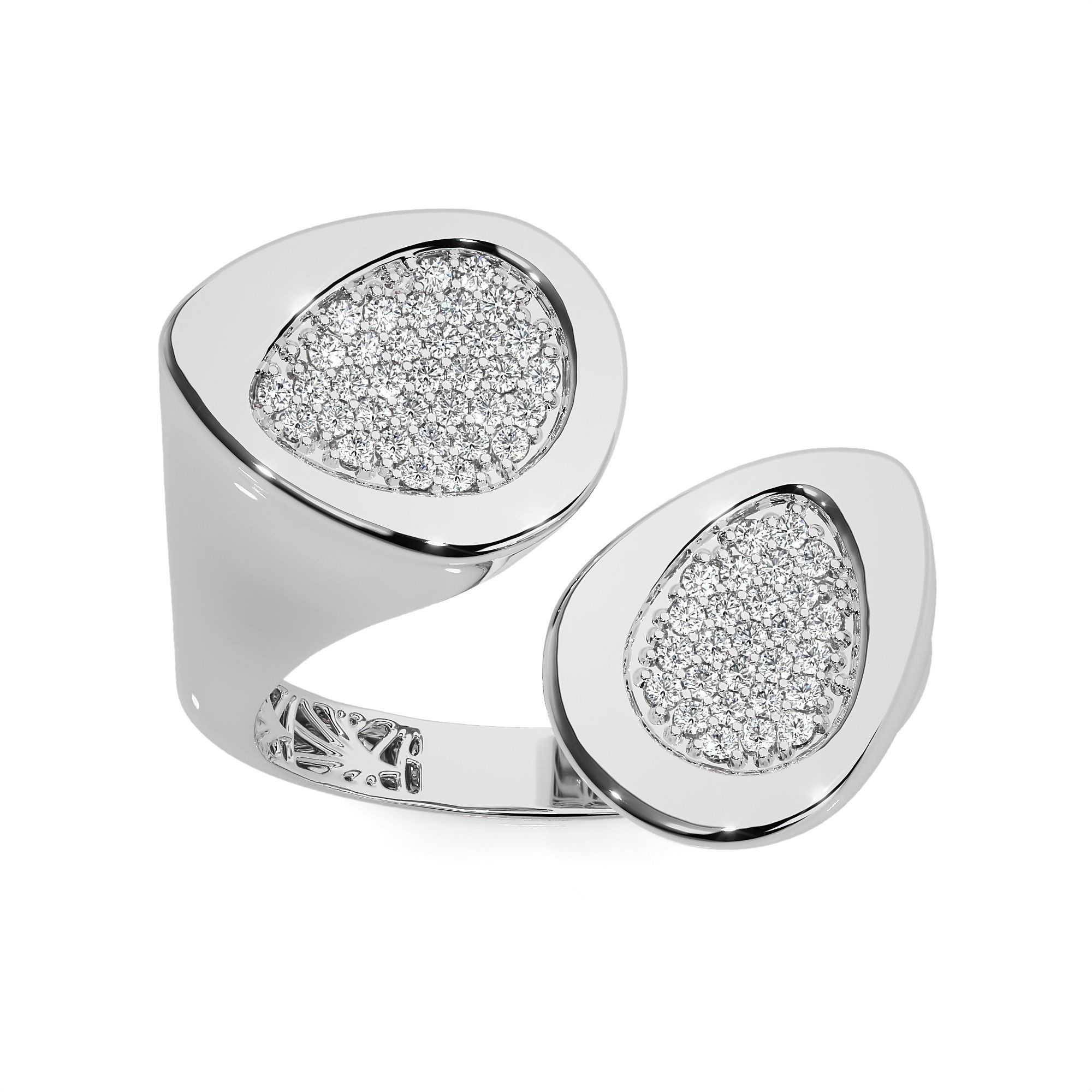 Dual Flower Bud Head Italian Diamond Ring 3D print model_8