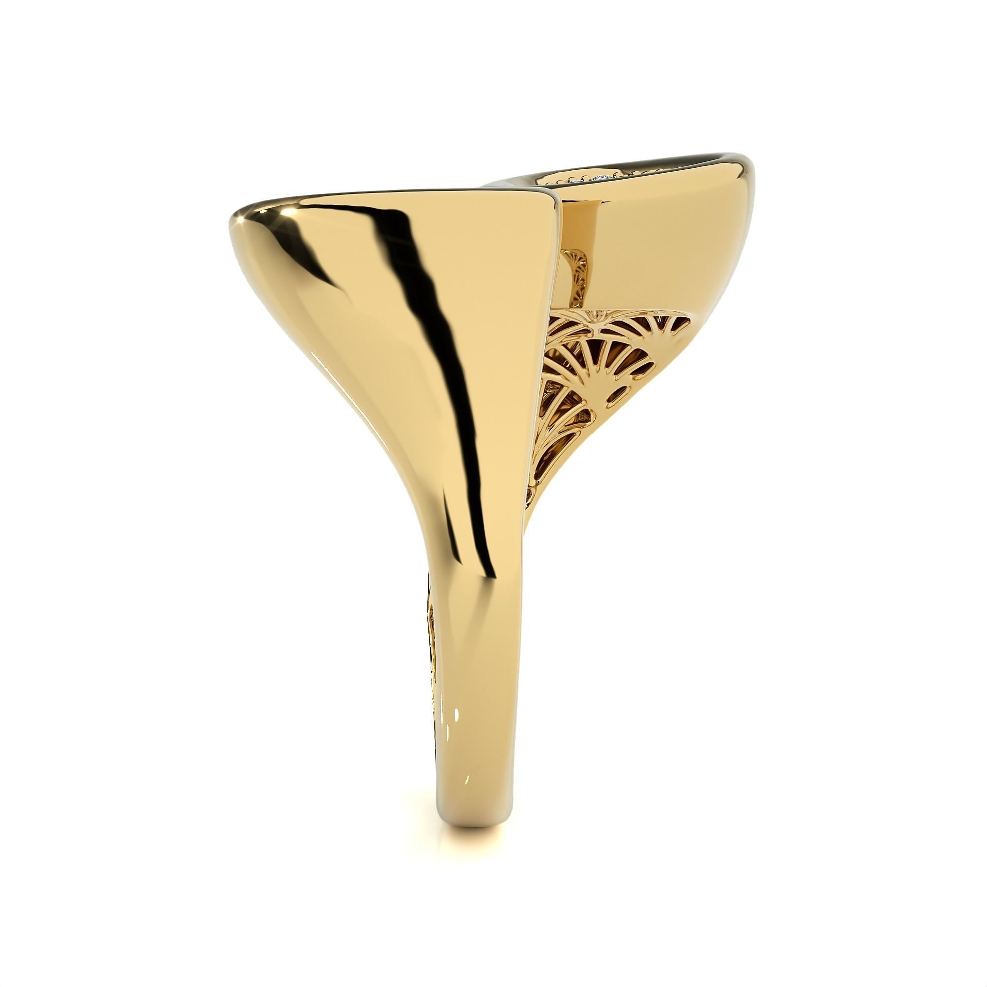 Dual Flower Bud Head Italian Diamond Ring 3D print model_13