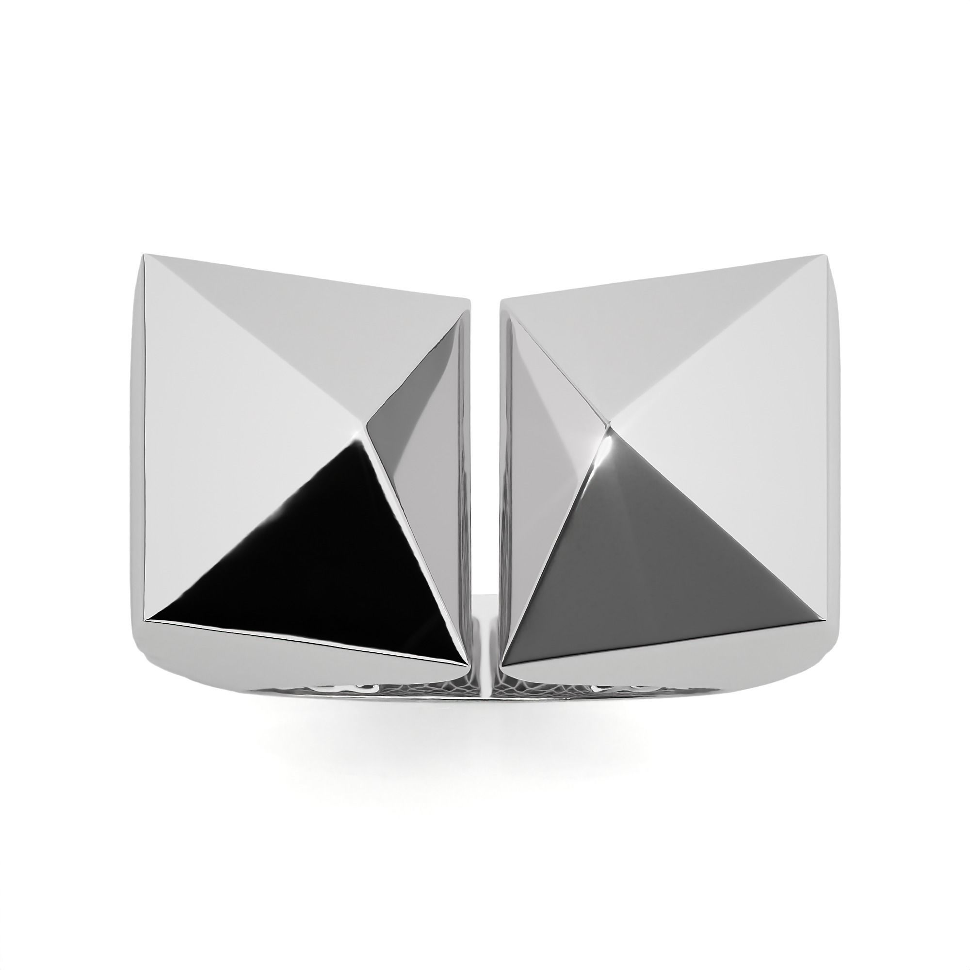 Dual Pyramid Head Italian Diamond Ring 3D print model_8