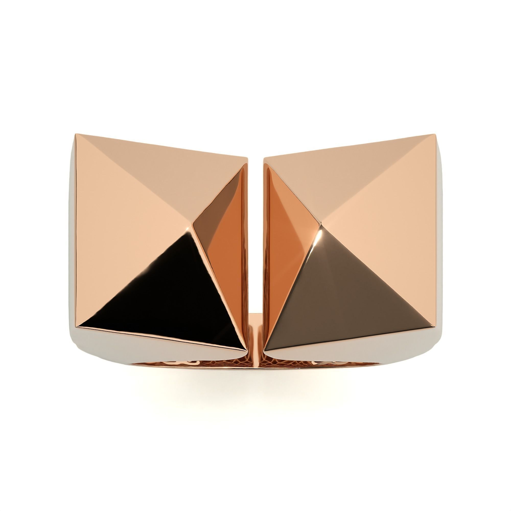 Dual Pyramid Head Italian Diamond Ring 3D print model_5