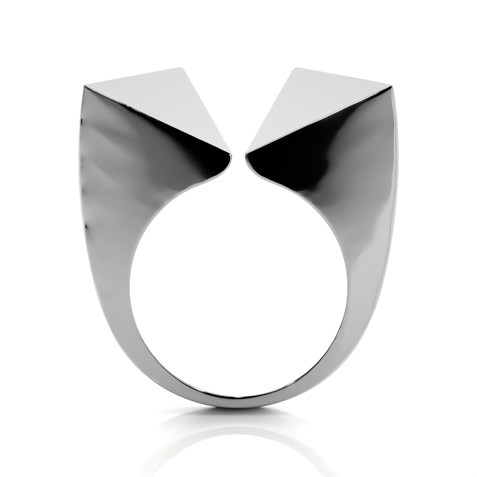 Dual Pyramid Head Italian Diamond Ring 3D print model_9