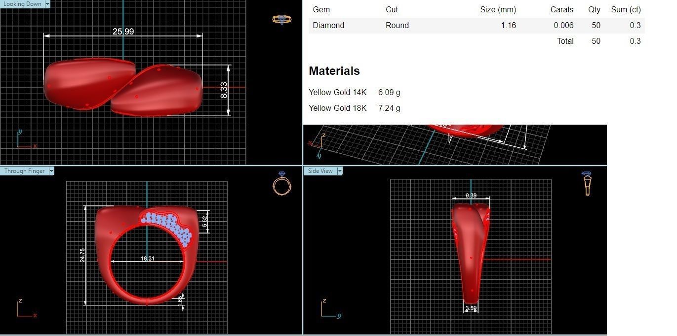 Dual Head Italian Diamond Ring 3D print model_3