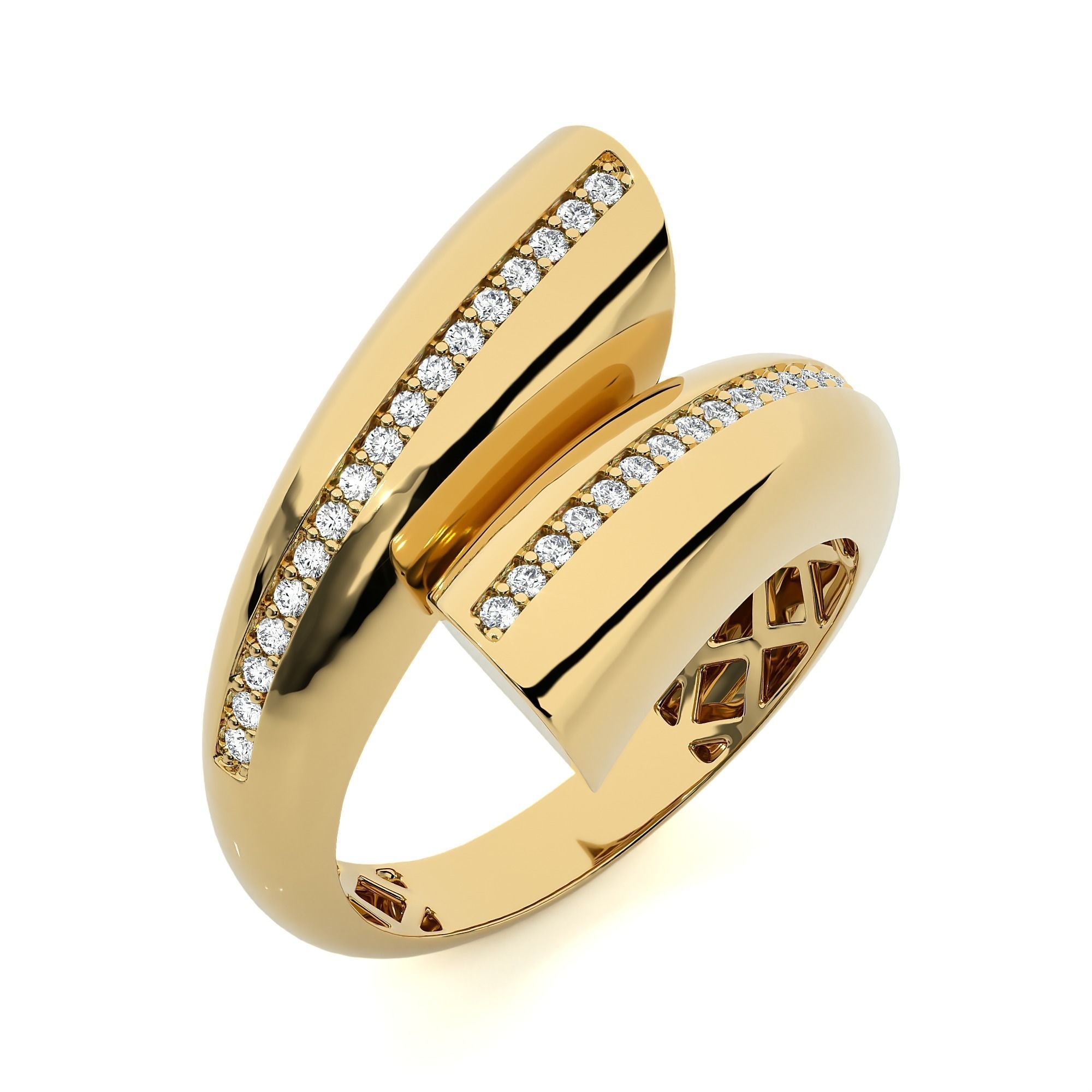 Closed Loop Dual Head Italian Diamond Ring 3D print model_1