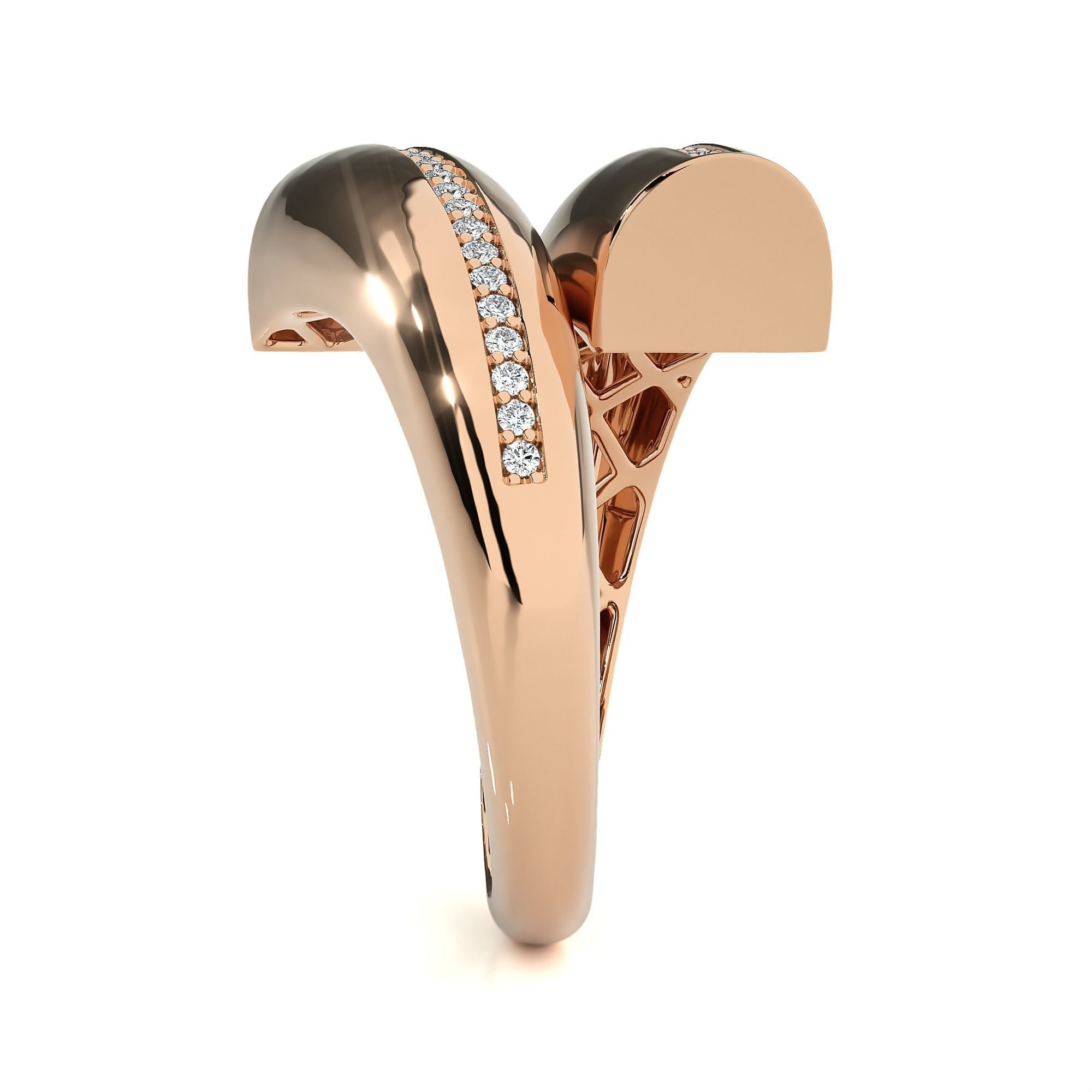 Closed Loop Dual Head Italian Diamond Ring 3D print model_7