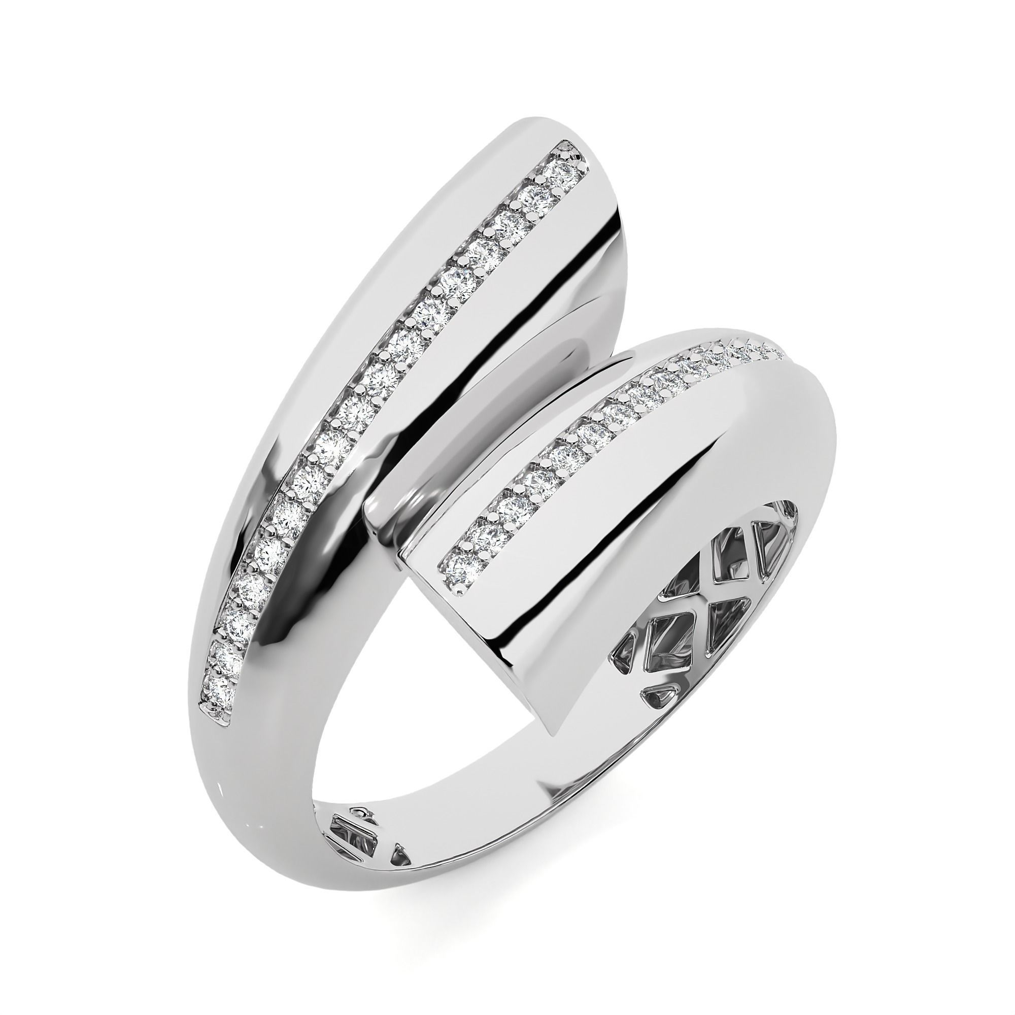 Closed Loop Dual Head Italian Diamond Ring 3D print model_2