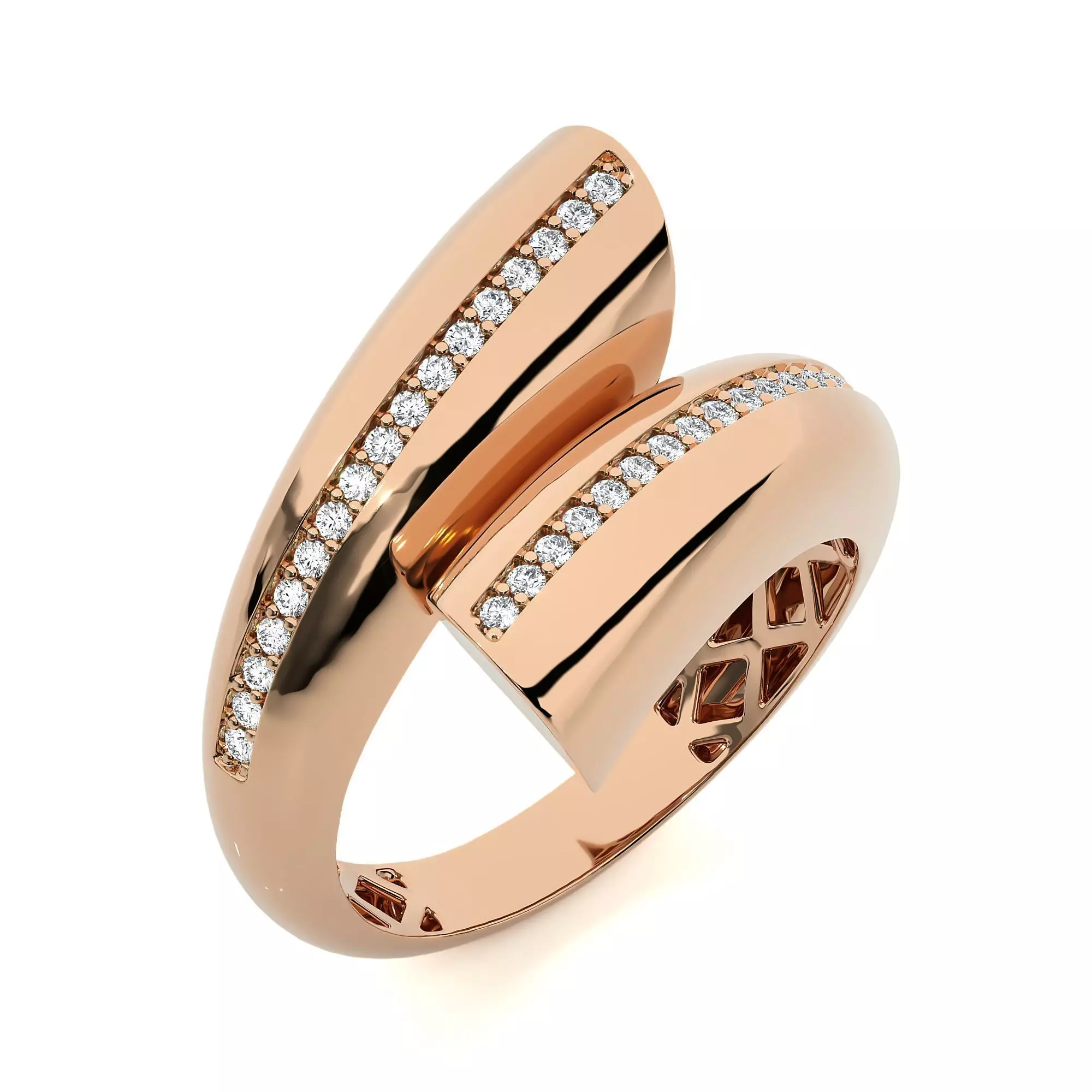 Closed Loop Dual Head Italian Diamond Ring 3D print model_0