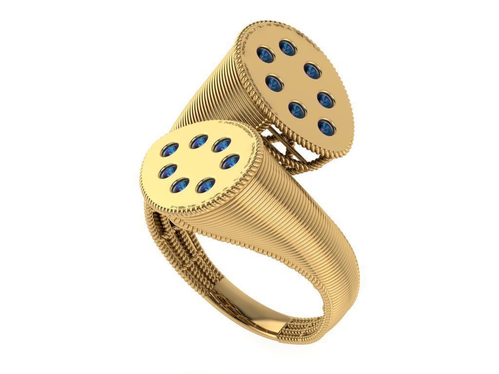 7 Stars Dual Head Italian Diamond Ring 3D print model_4