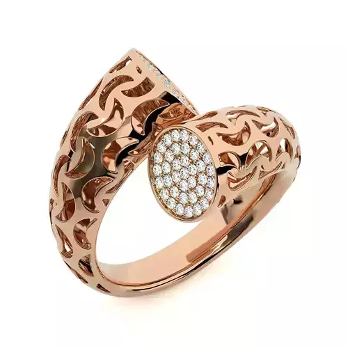 Twisted Loop Moon Mesh Dual Head Italian Diamond Ring