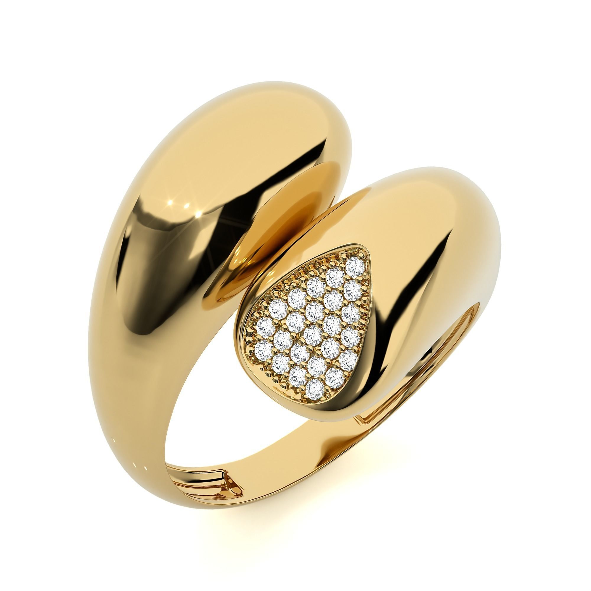 Closed Loop Dual Head Italian Diamond Ring 3D print model_1