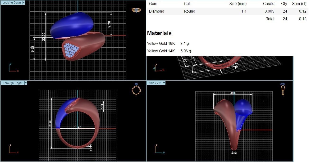 Closed Loop Dual Head Italian Diamond Ring 3D print model_3