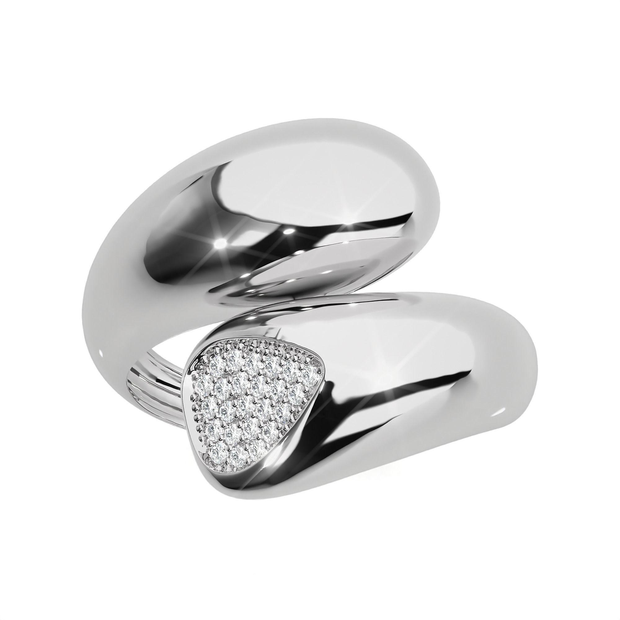 Closed Loop Dual Head Italian Diamond Ring 3D print model_7