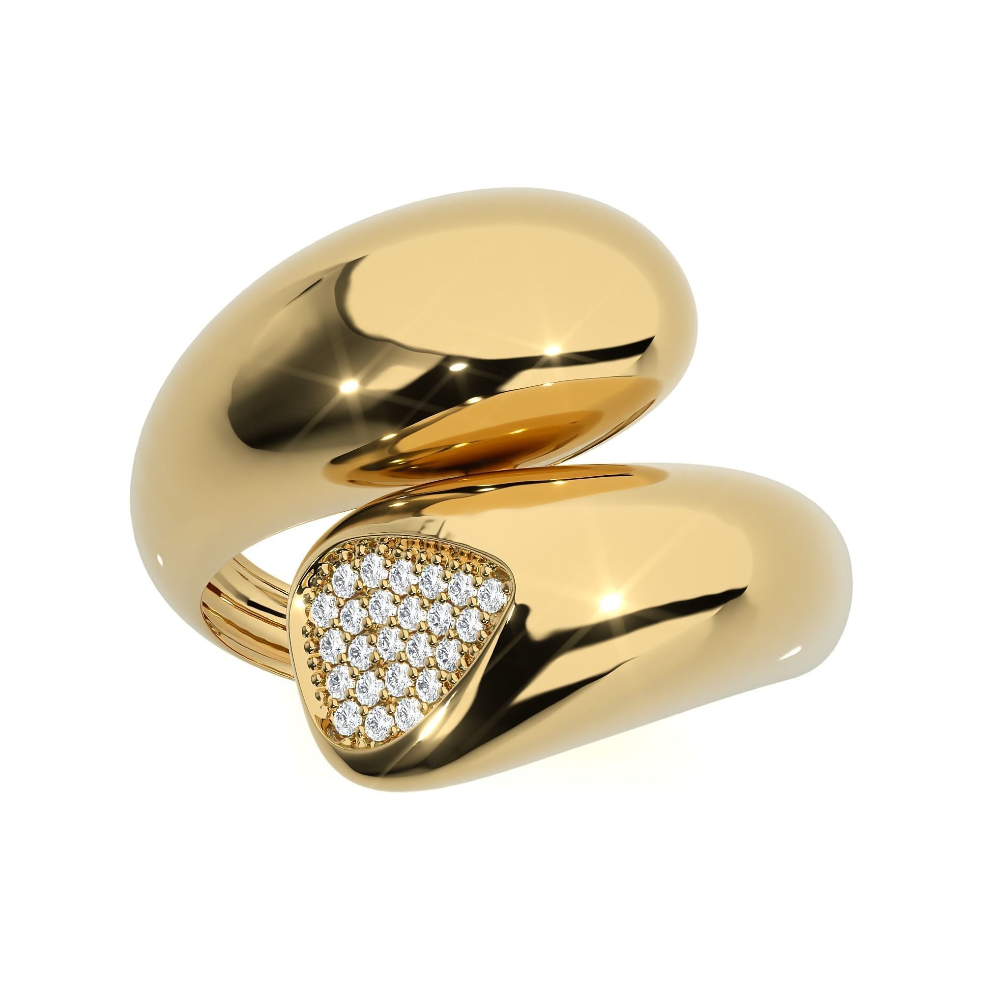 Closed Loop Dual Head Italian Diamond Ring 3D print model_10