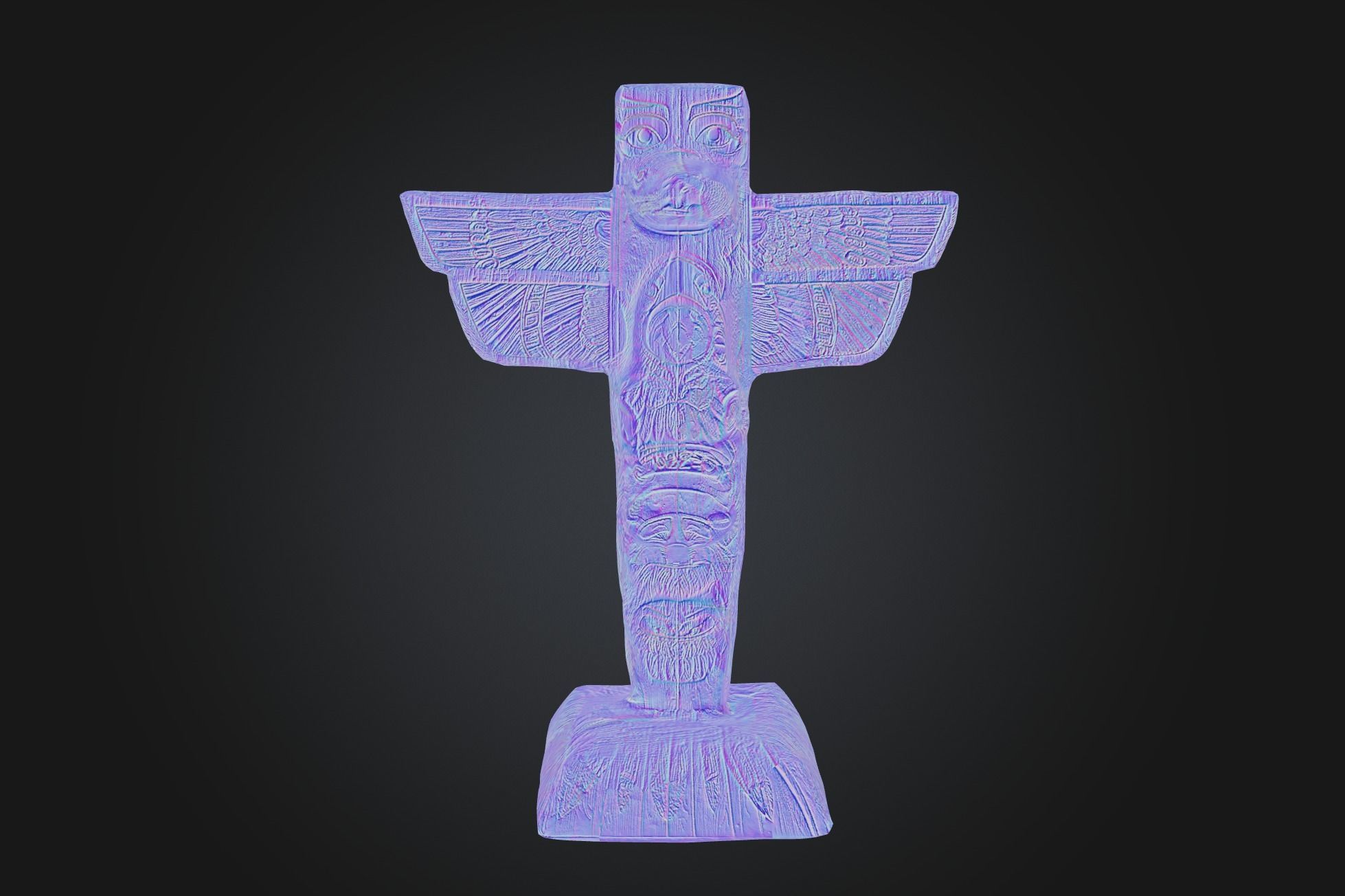 Tlingit Totem Pole - Low-poly with PBR and 2K Textures Low-poly 3D model_11