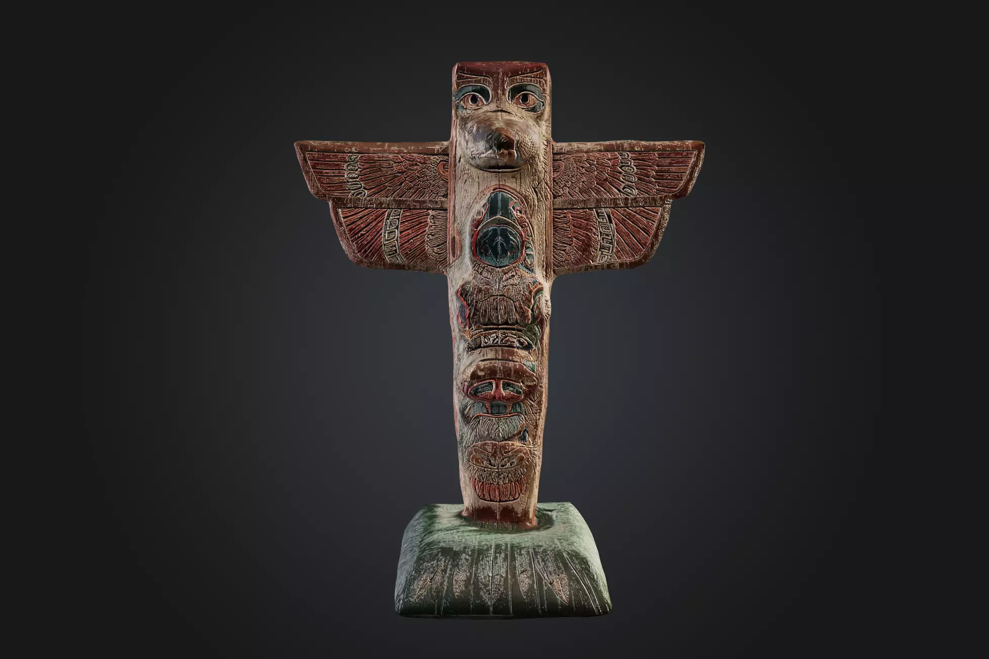 Tlingit Totem Pole - Low-poly with PBR and 2K Textures Low-poly 3D model_0