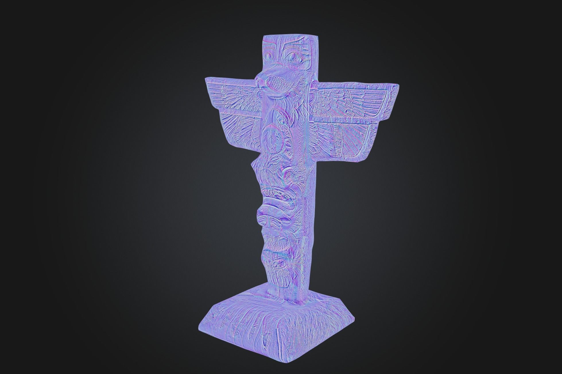 Tlingit Totem Pole - Low-poly with PBR and 2K Textures Low-poly 3D model_12